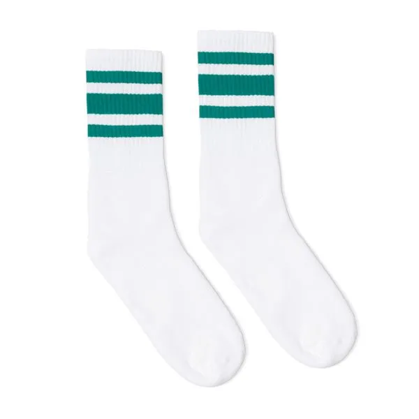 Teal Striped Socks | White