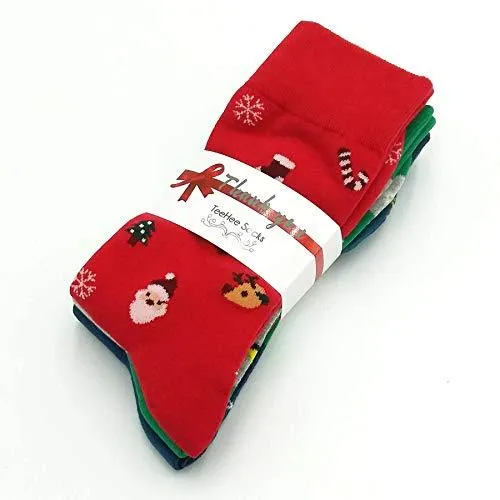 TeeHee Socks Men's Christmas Cotton Crew Assorted 3-Pack (X2002)