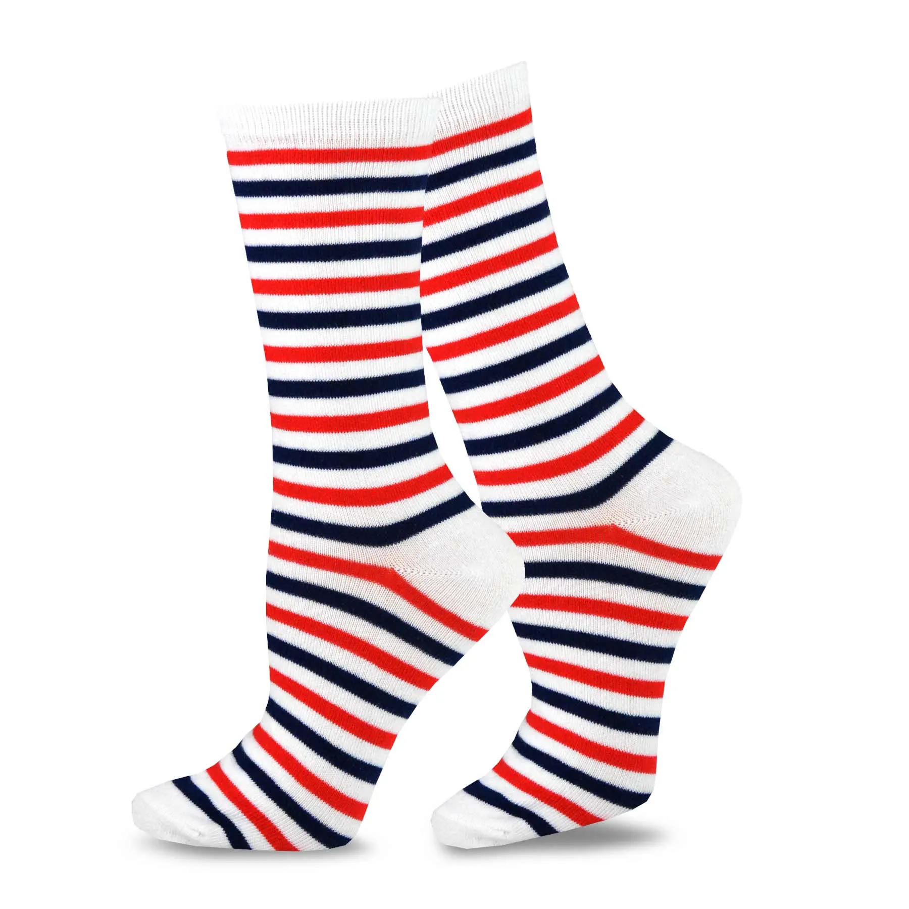 TeeHee Socks Women's 4th of July Cotton Crew Stars and Stipes 4-Pack (11158)