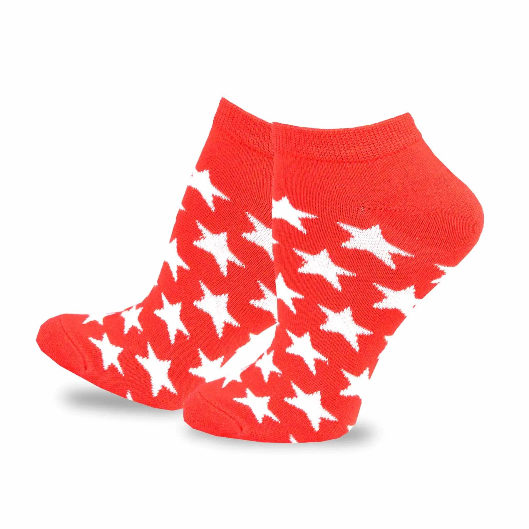 TeeHee Socks Women's 4th of July Cotton No Show Stars, Stripes and Dots 6-Pack (11153)