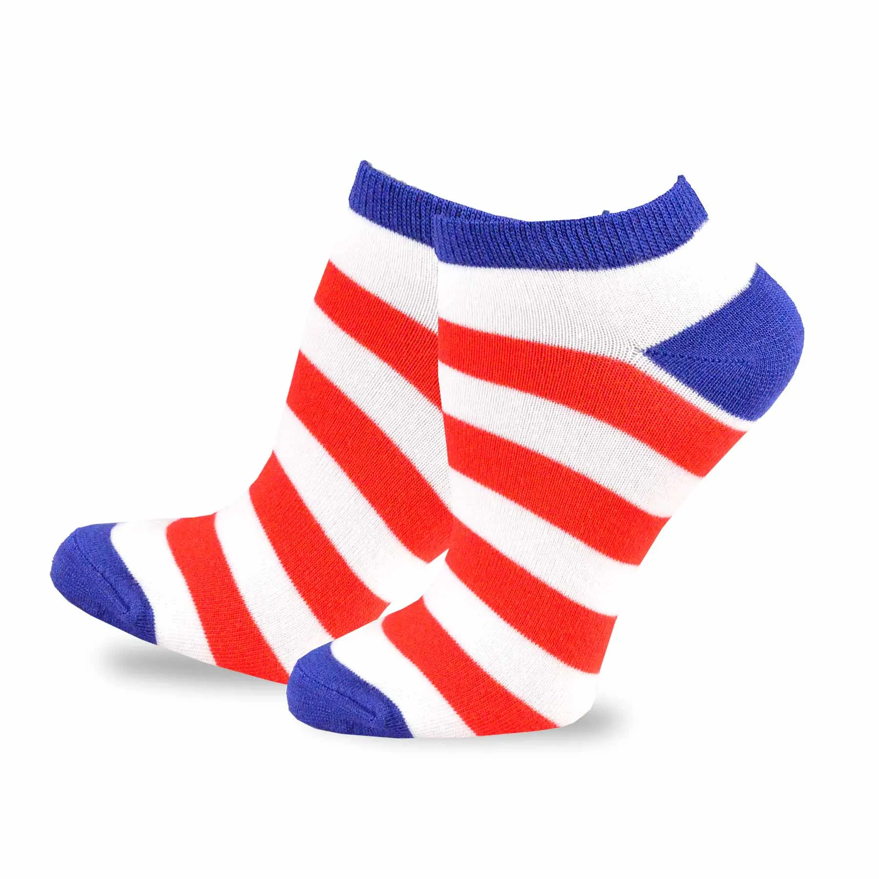 TeeHee Socks Women's 4th of July Cotton No Show Stars, Stripes and Dots 6-Pack (11153)