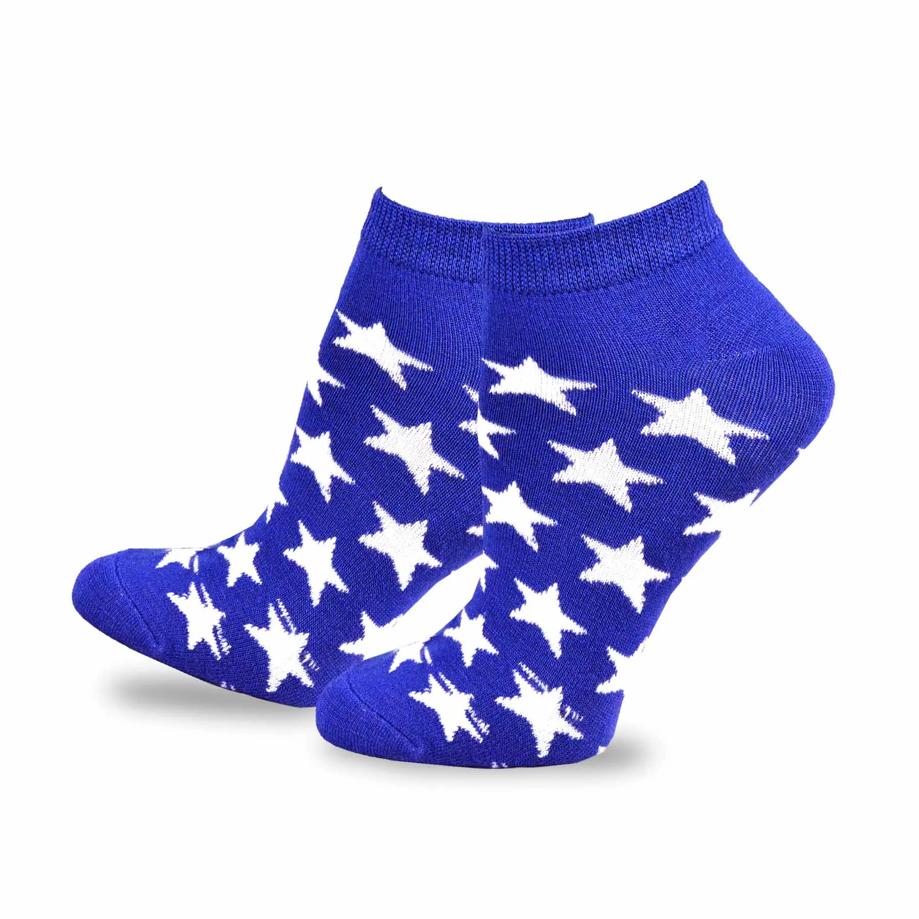 TeeHee Socks Women's 4th of July Cotton No Show Stars, Stripes and Dots 6-Pack (11153)