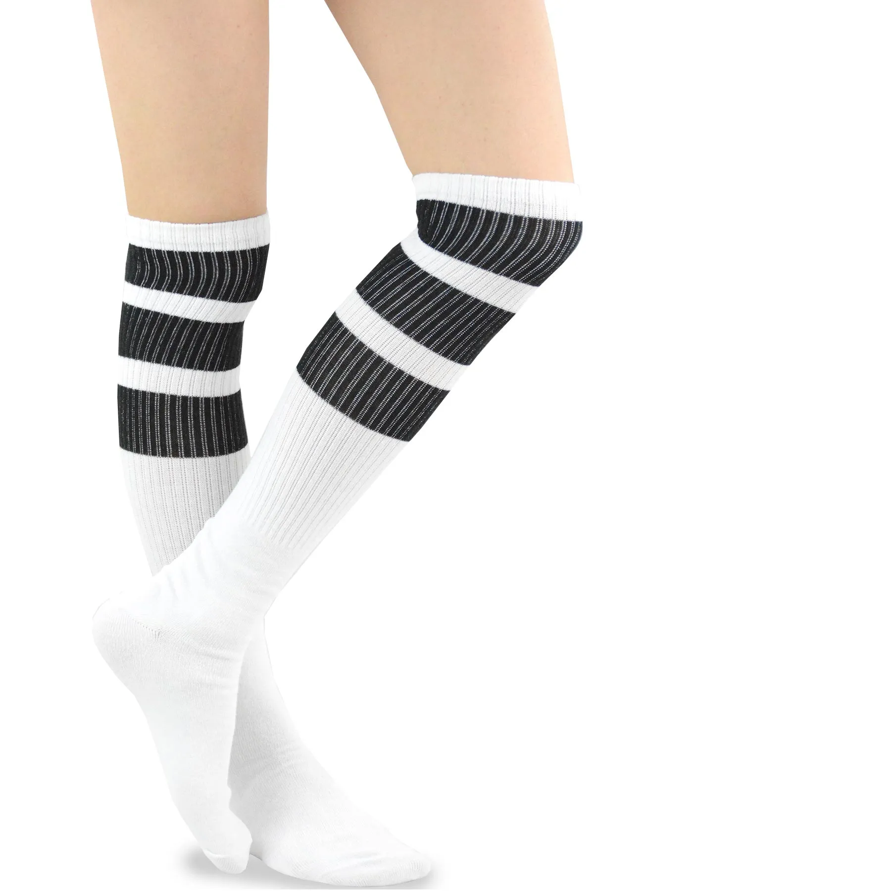 TeeHee Socks Women's Casual Cotton Knee High Original Stripes 2-Pack (11324)