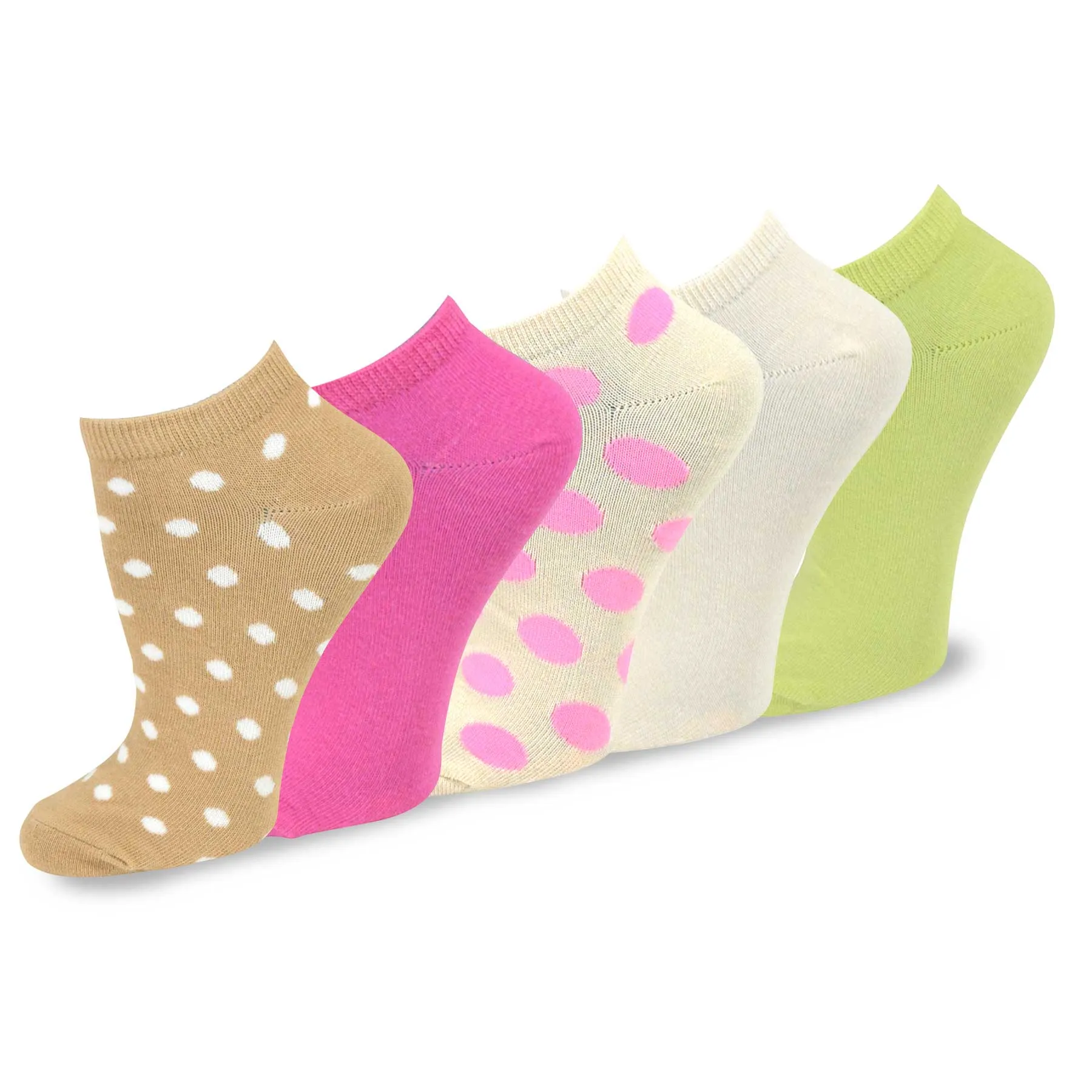 TeeHee Socks Women's Casual Cotton No Show Solid/Dots 10-Pack (11202)