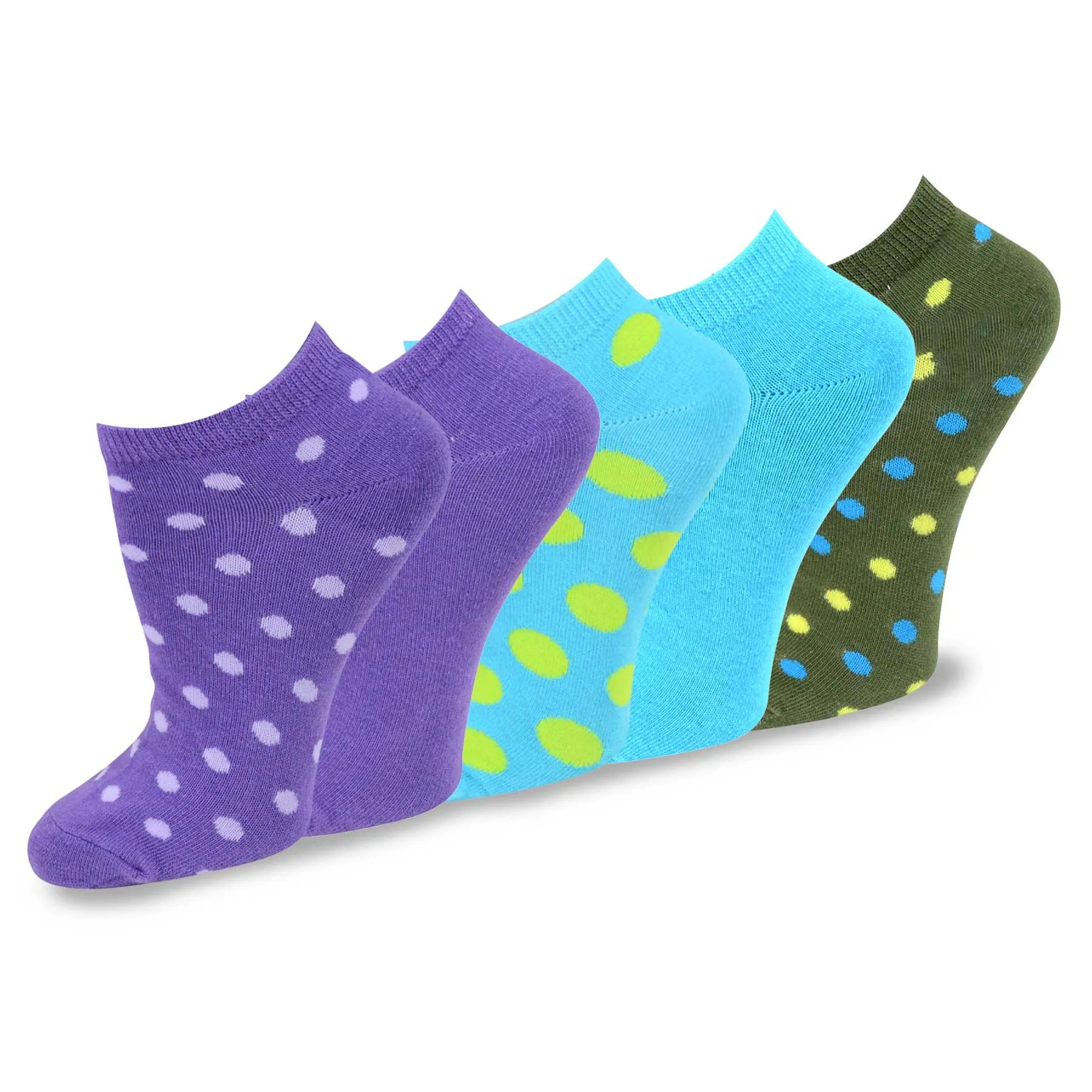 TeeHee Socks Women's Casual Cotton No Show Solid/Dots 10-Pack (11202)