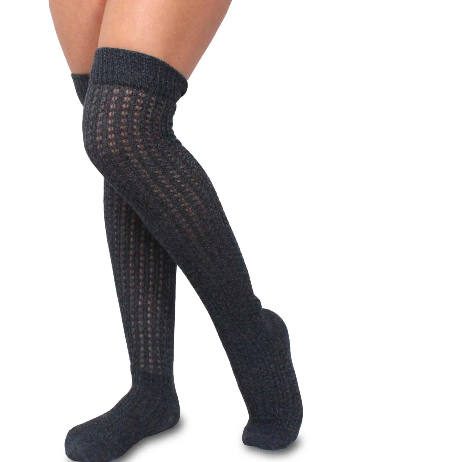 TeeHee Socks Women's Casual Cotton Over the Knee Marl Open Stitch 4-Pack (10378)