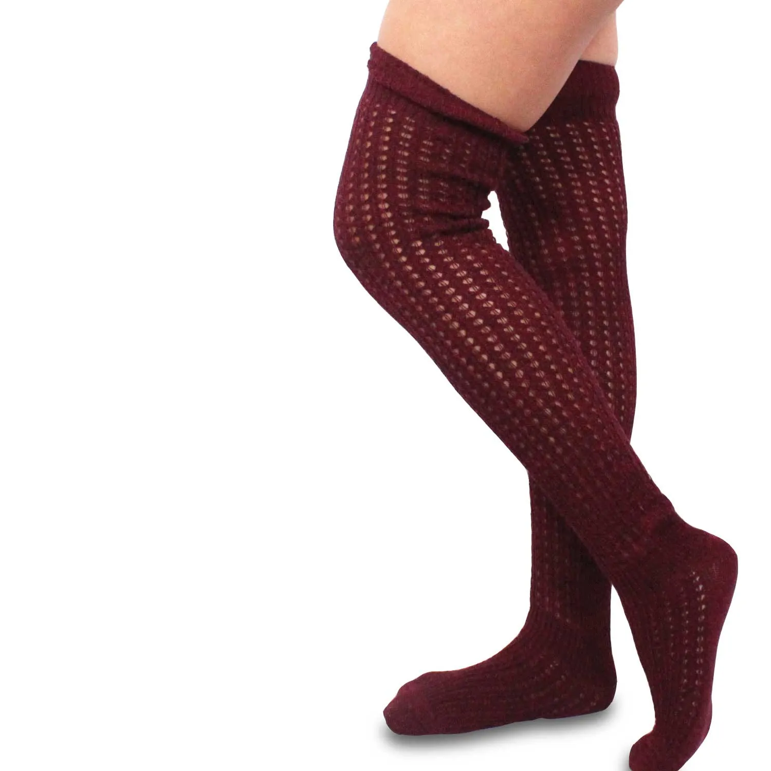 TeeHee Socks Women's Casual Cotton Over the Knee Marl Open Stitch 4-Pack (10378)