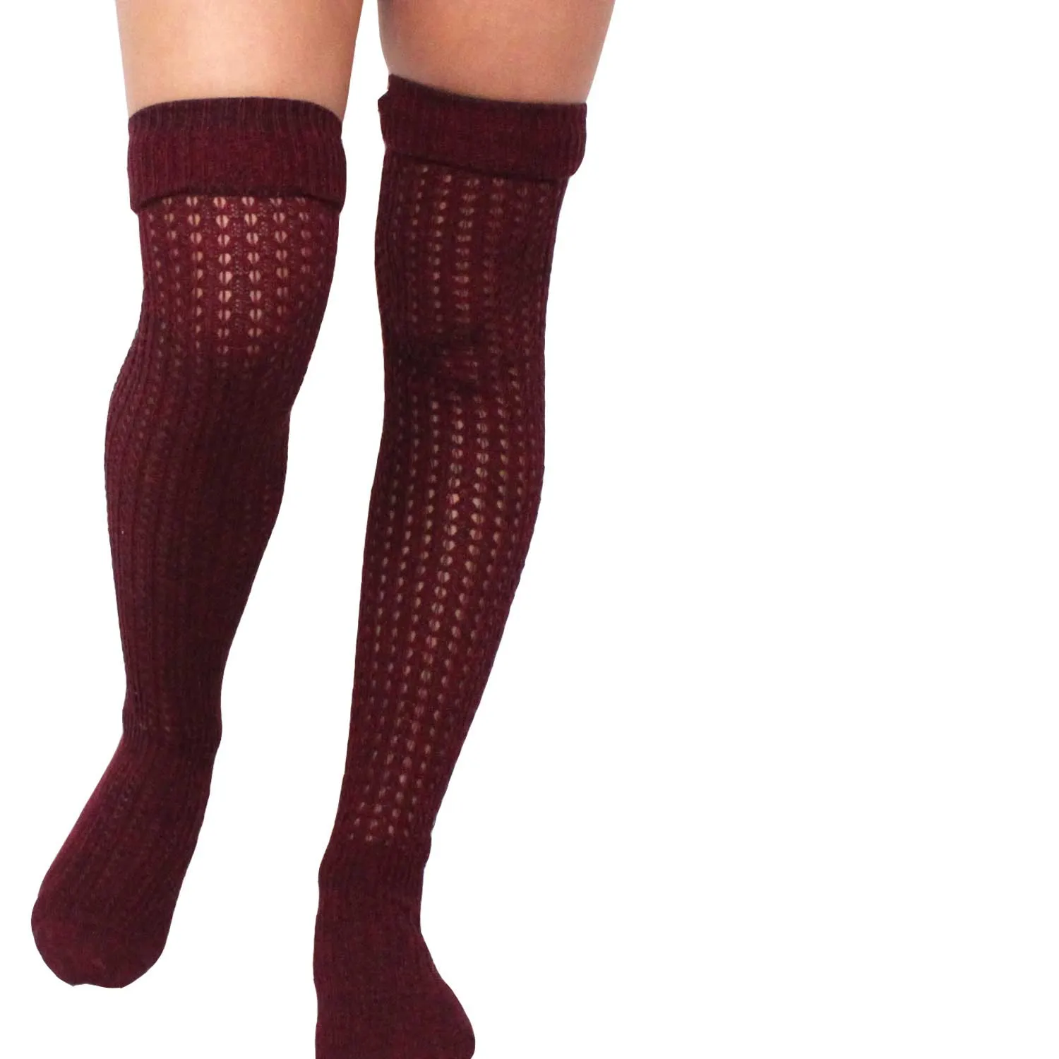 TeeHee Socks Women's Casual Cotton Over the Knee Marl Open Stitch 4-Pack (10378)