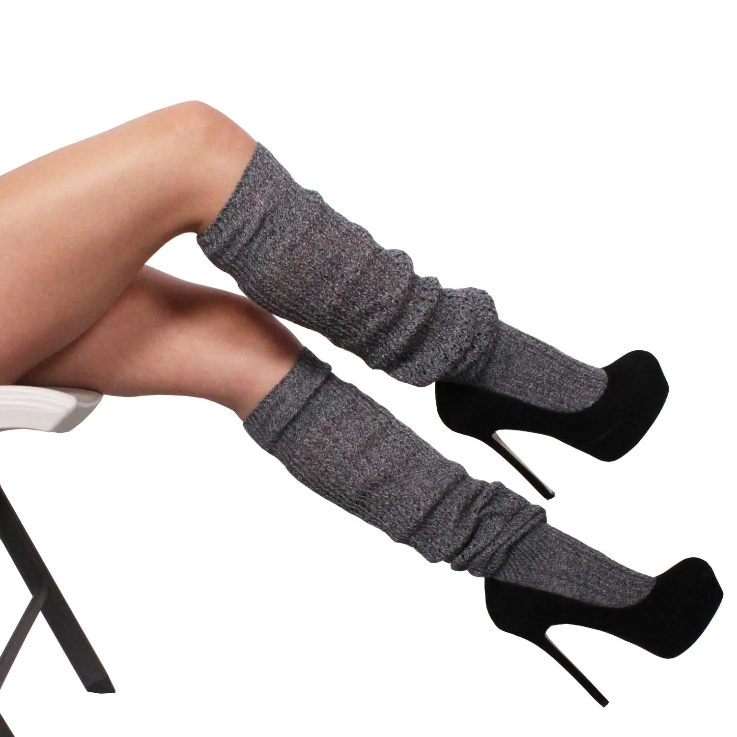 TeeHee Socks Women's Casual Cotton Thigh High Marled 4-Pack (10378)