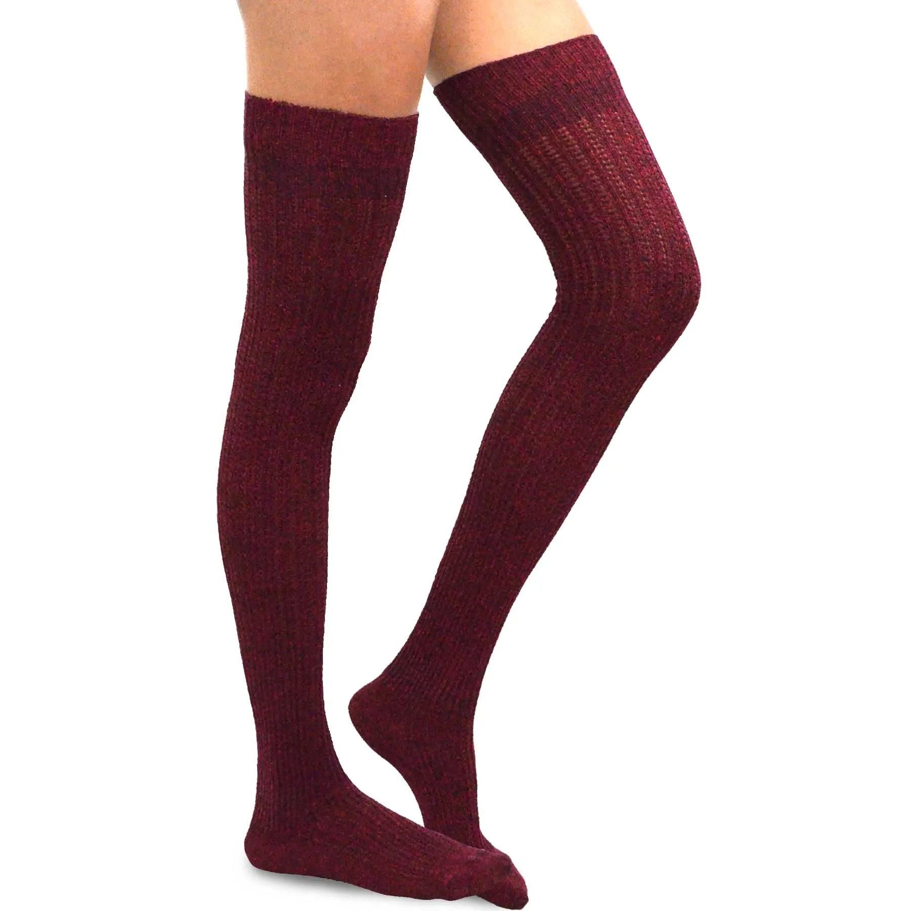 TeeHee Socks Women's Casual Cotton Thigh High Marled 4-Pack (10378)