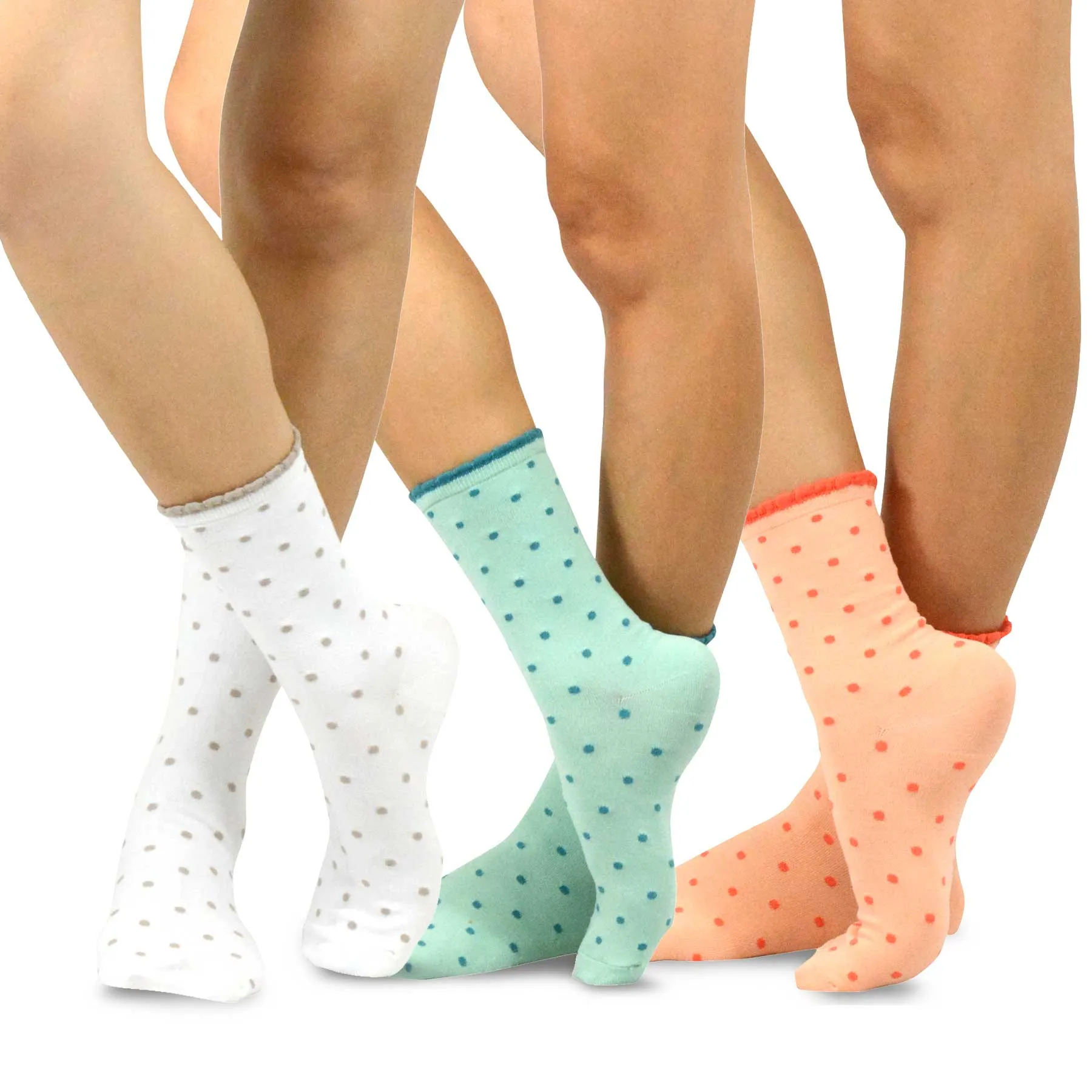 TeeHee Socks Women's Casual Microfiber Short Crew Polka Dot 3-Pack (10763)