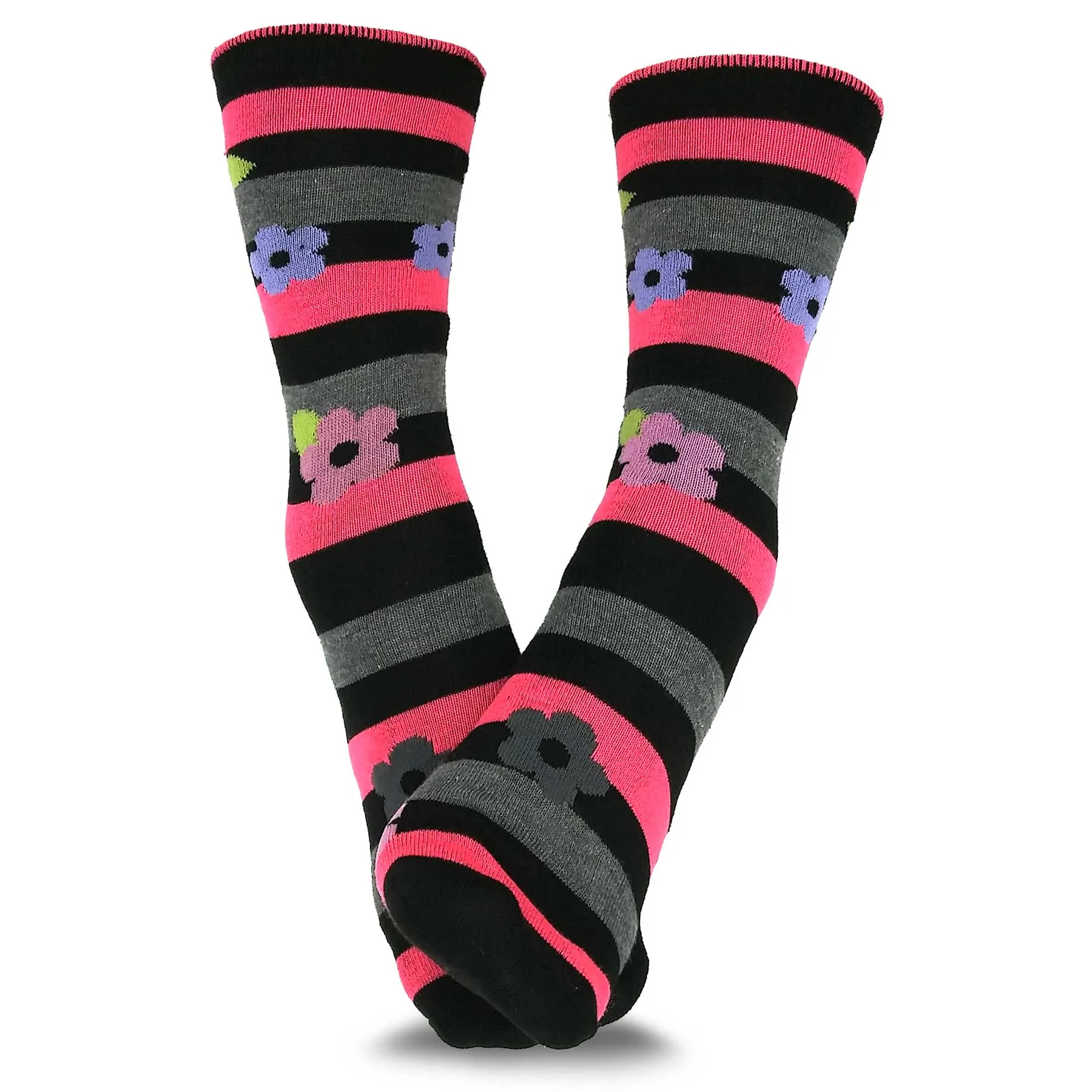 TeeHee Socks Women's Casual Polyester Crew Flower 12-Pack (1119697)