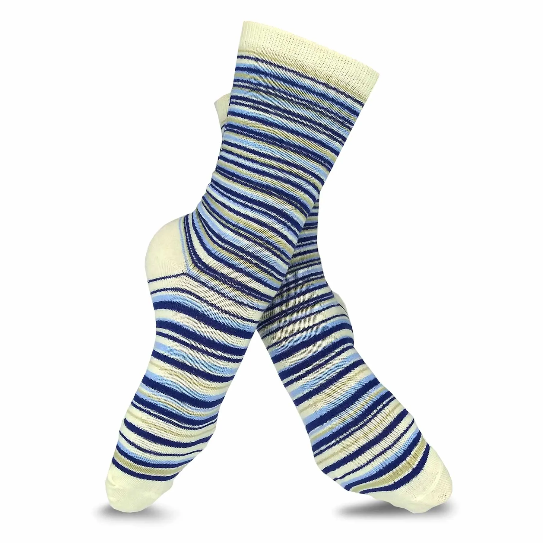 TeeHee Socks Women's Casual Polyester Crew Ministripe 6-Pack (11198)