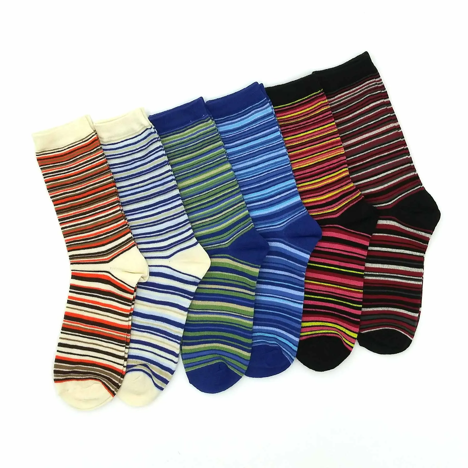 TeeHee Socks Women's Casual Polyester Crew Ministripe 6-Pack (11198)