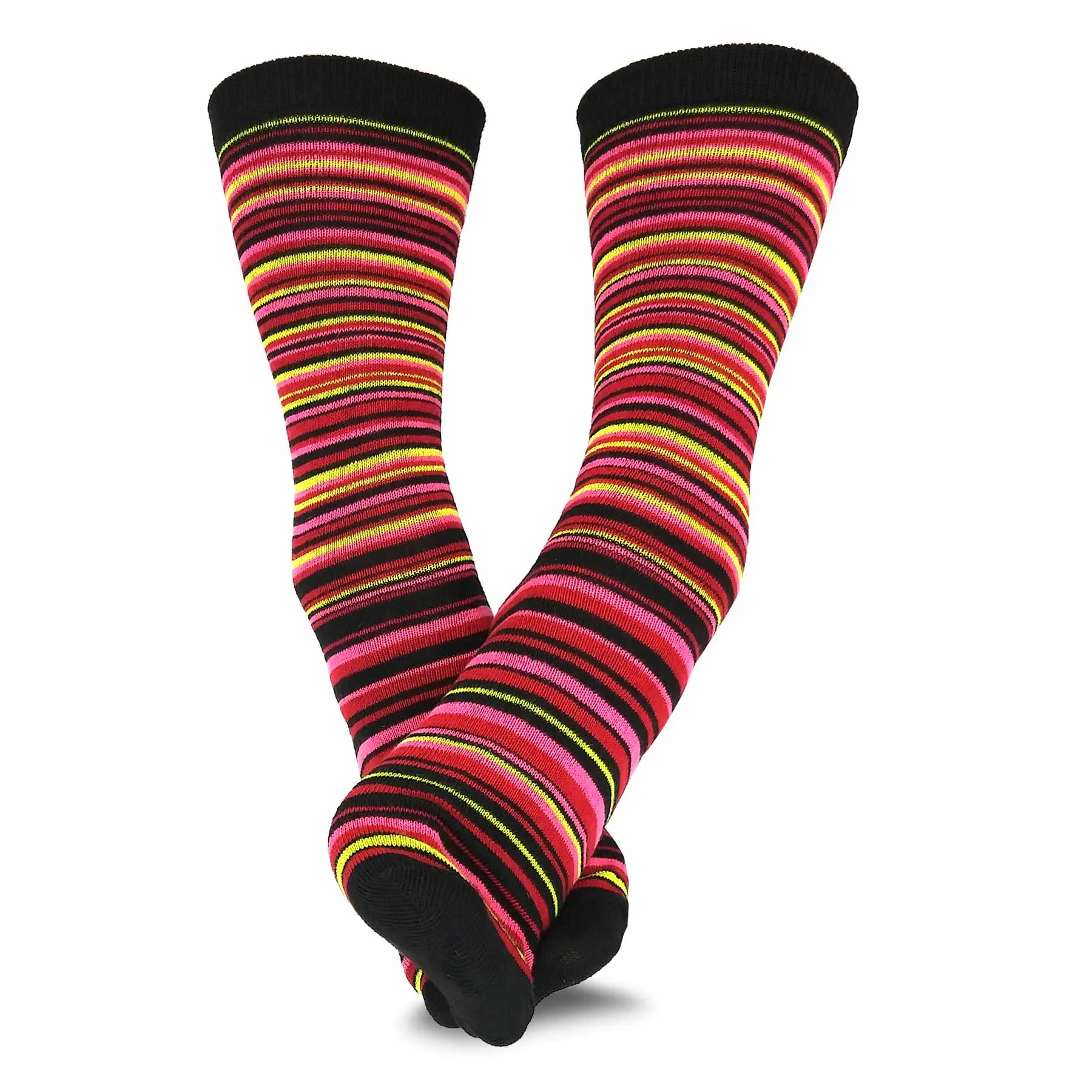 TeeHee Socks Women's Casual Polyester Crew Ministripe 6-Pack (11198)