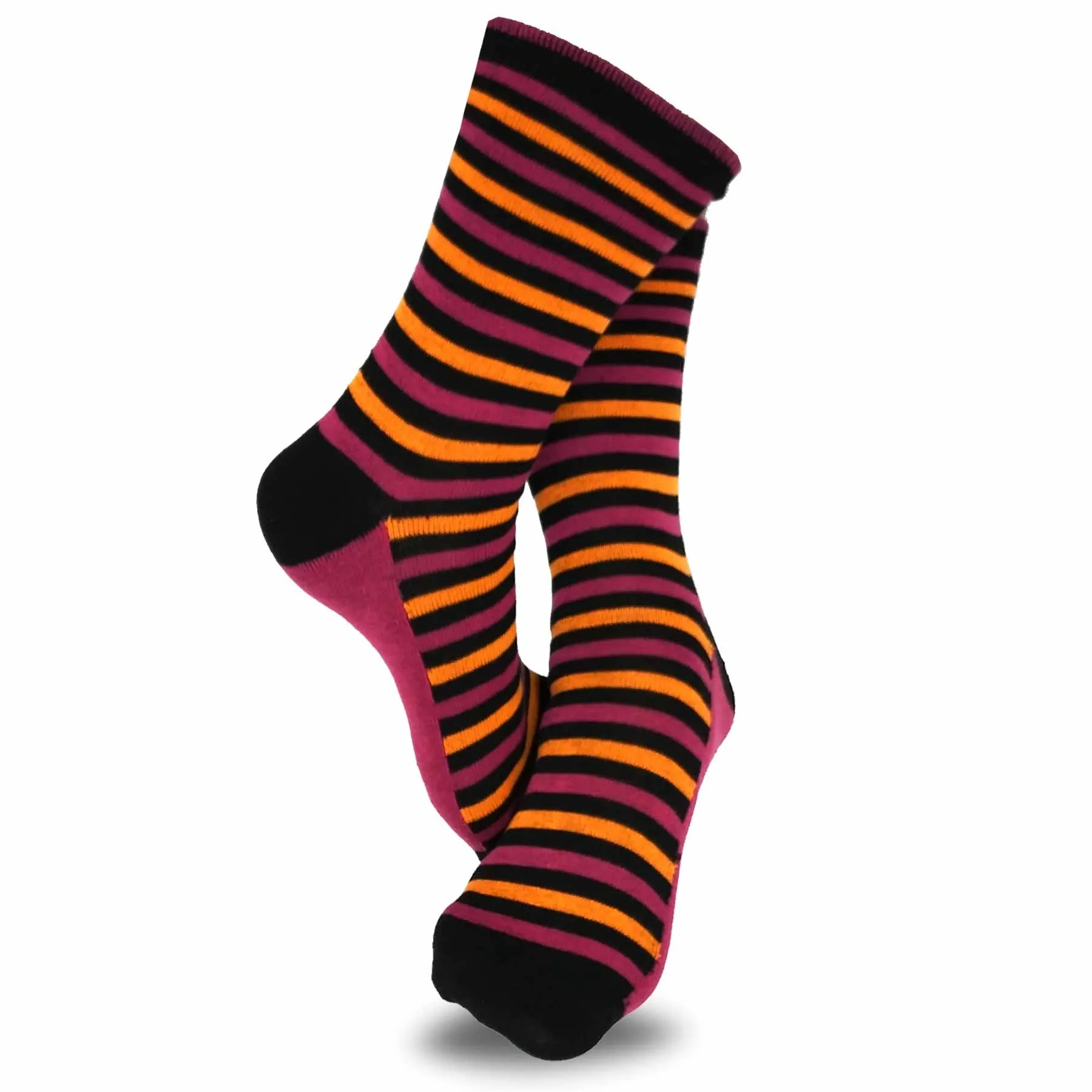 TeeHee Socks Women's Casual Polyester Crew Thin Stripe 6-Pack (11188)