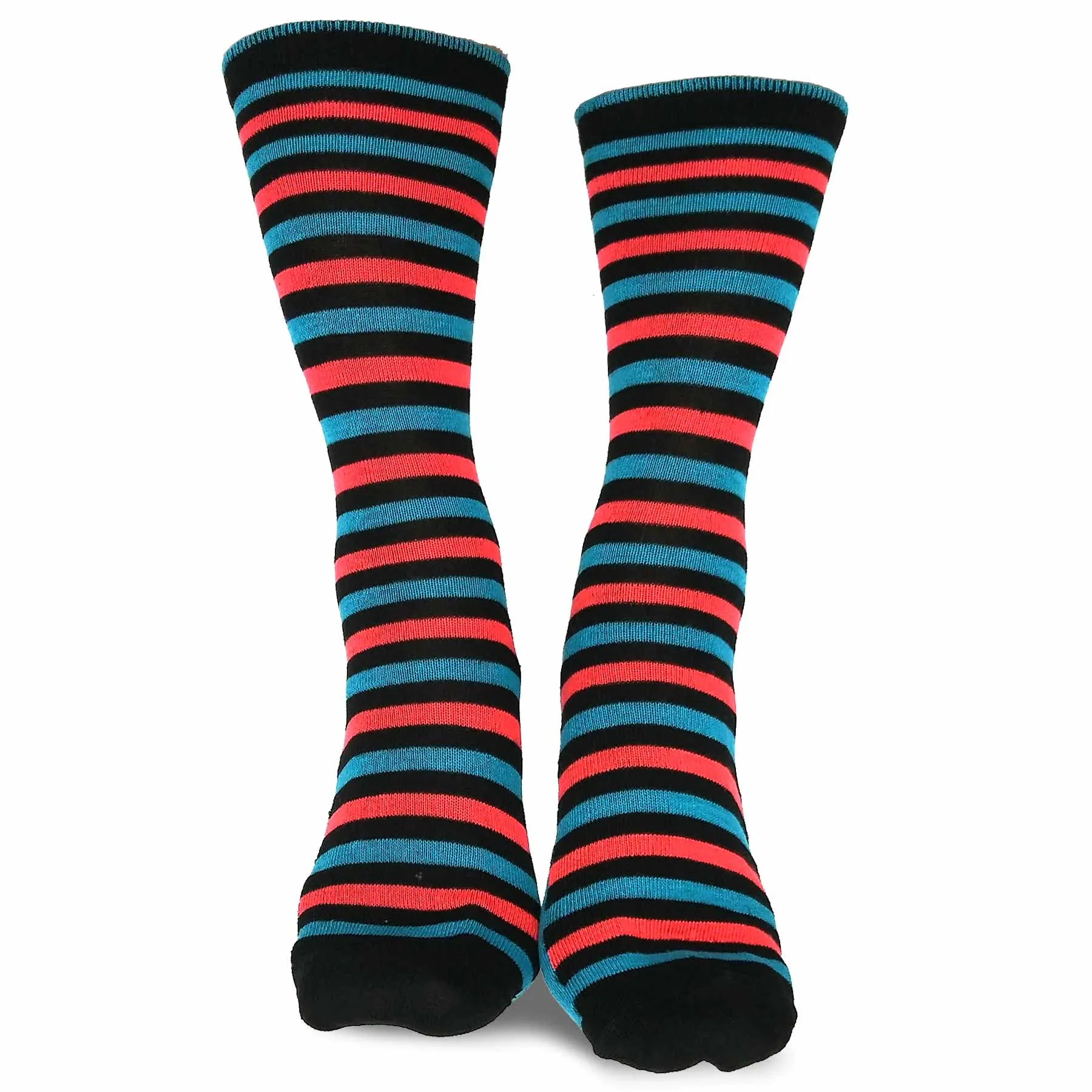 TeeHee Socks Women's Casual Polyester Crew Thin Stripe 6-Pack (11188)