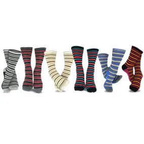 TeeHee Socks Women's Casual Polyester Crew Thin Stripe 6-Pack (11188)