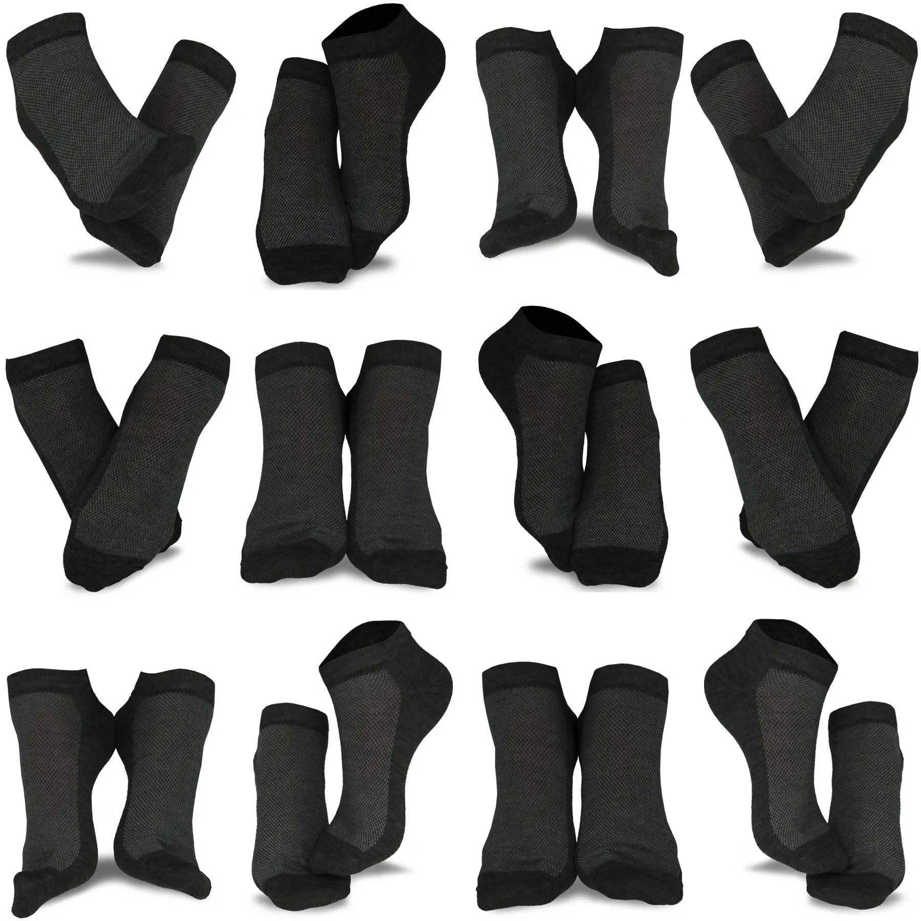 TeeHee Socks Women's Causal Polyester No Show Black 12-Pack (10051)