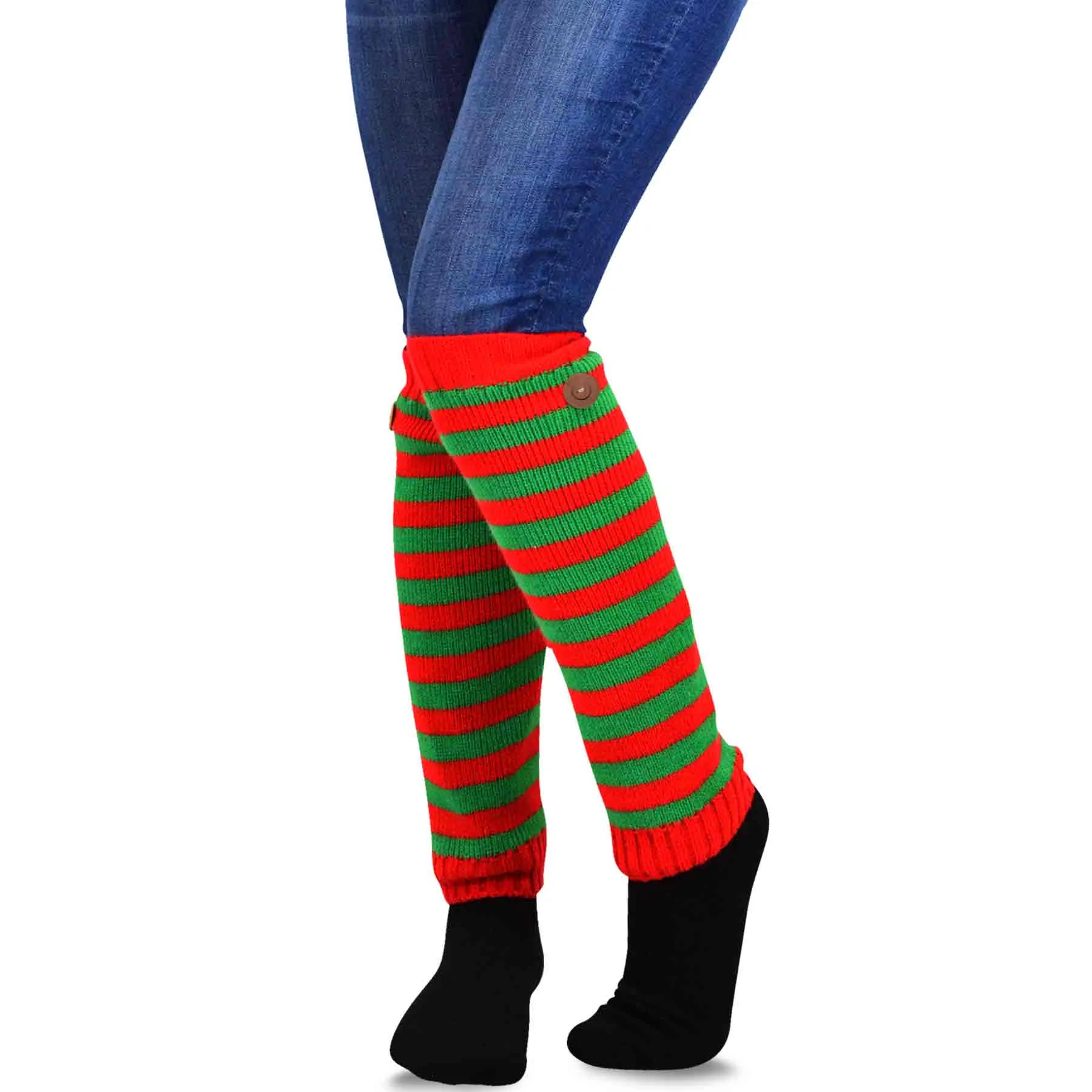 TeeHee Socks Women's Christmas Acrylic Leg Warmer Candy Cane 3-Pack Gift Box (12250)