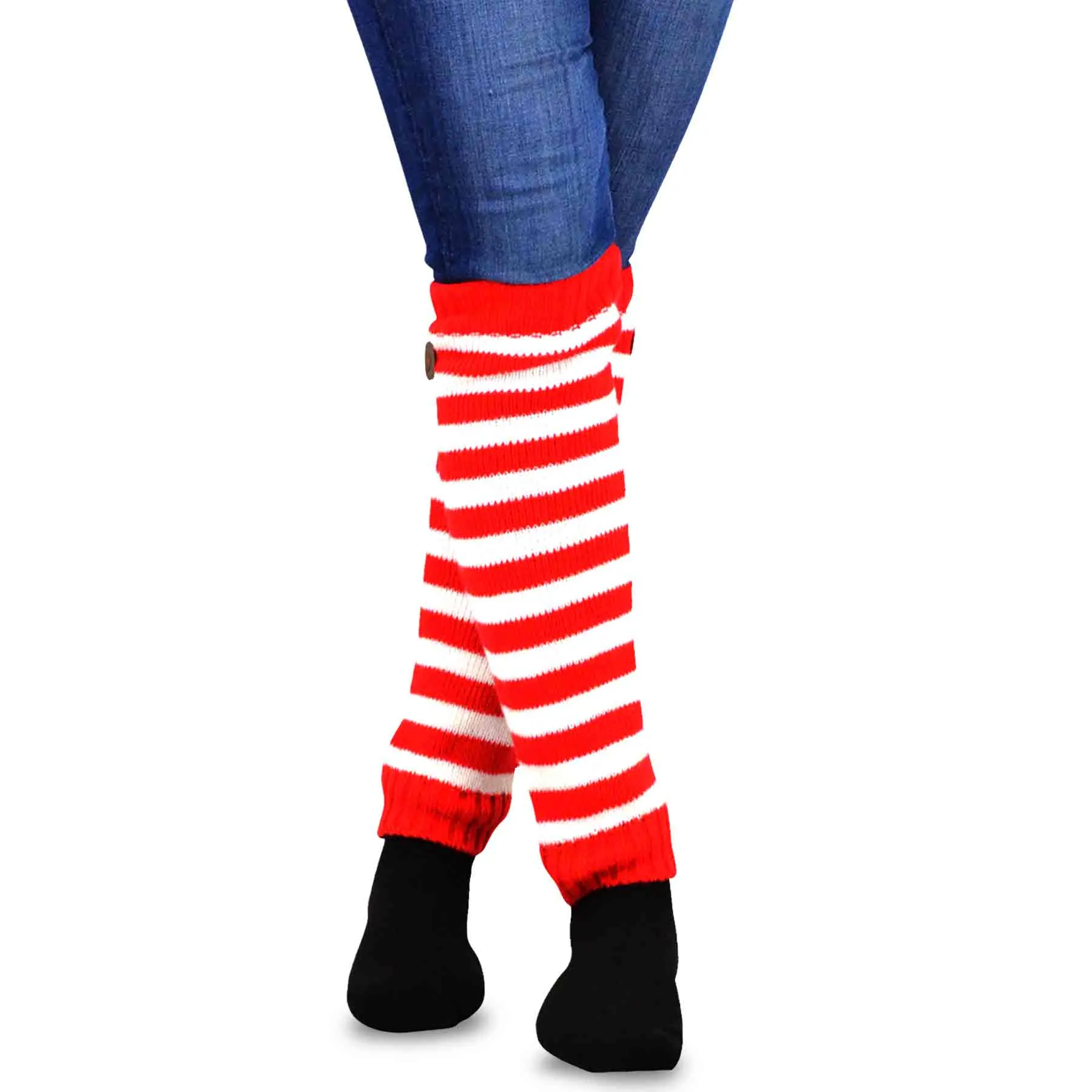 TeeHee Socks Women's Christmas Acrylic Leg Warmer Candy Cane 3-Pack Gift Box (12250)