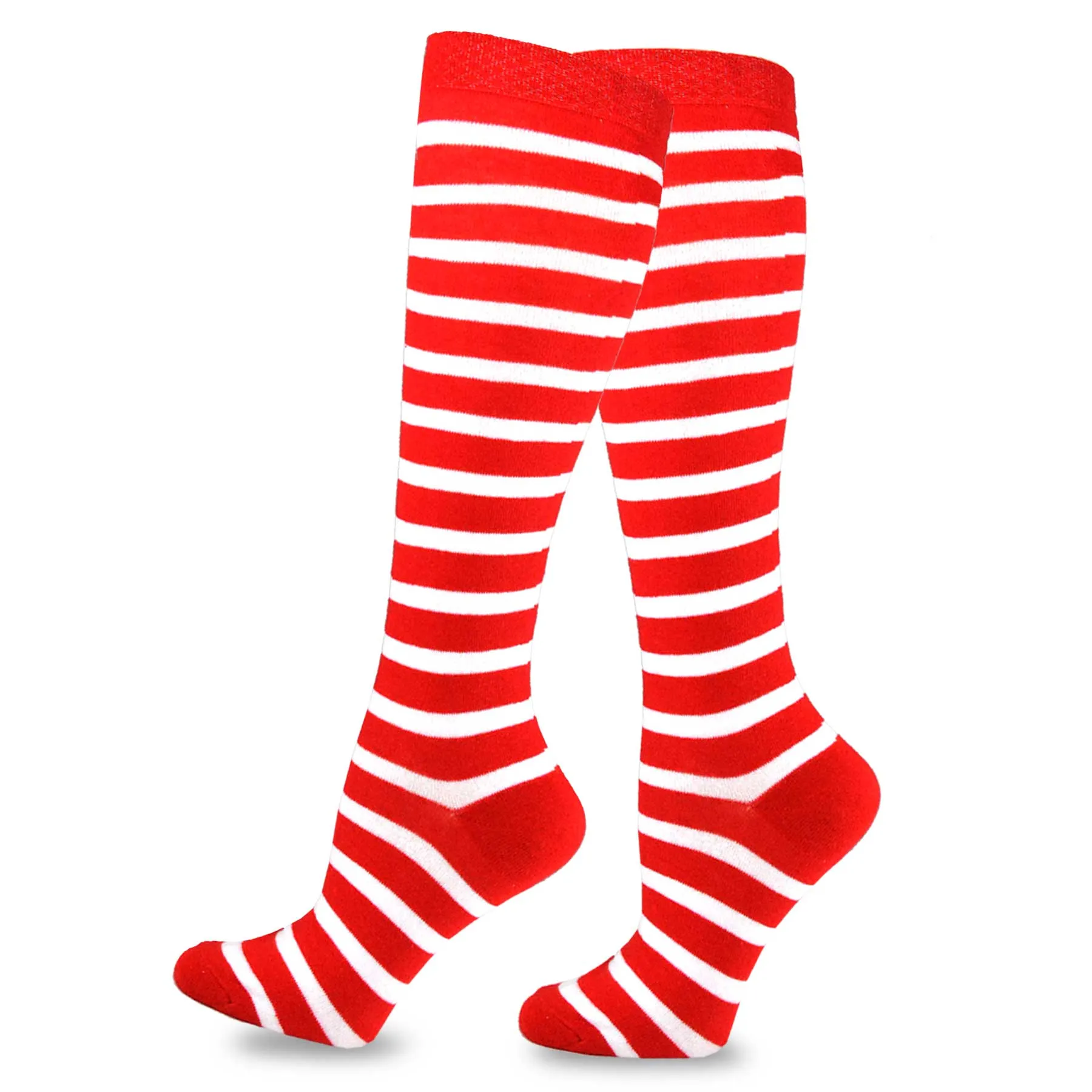 TeeHee Socks Women's Christmas Polyester Knee High Candy Cane 3-Pack (10479)