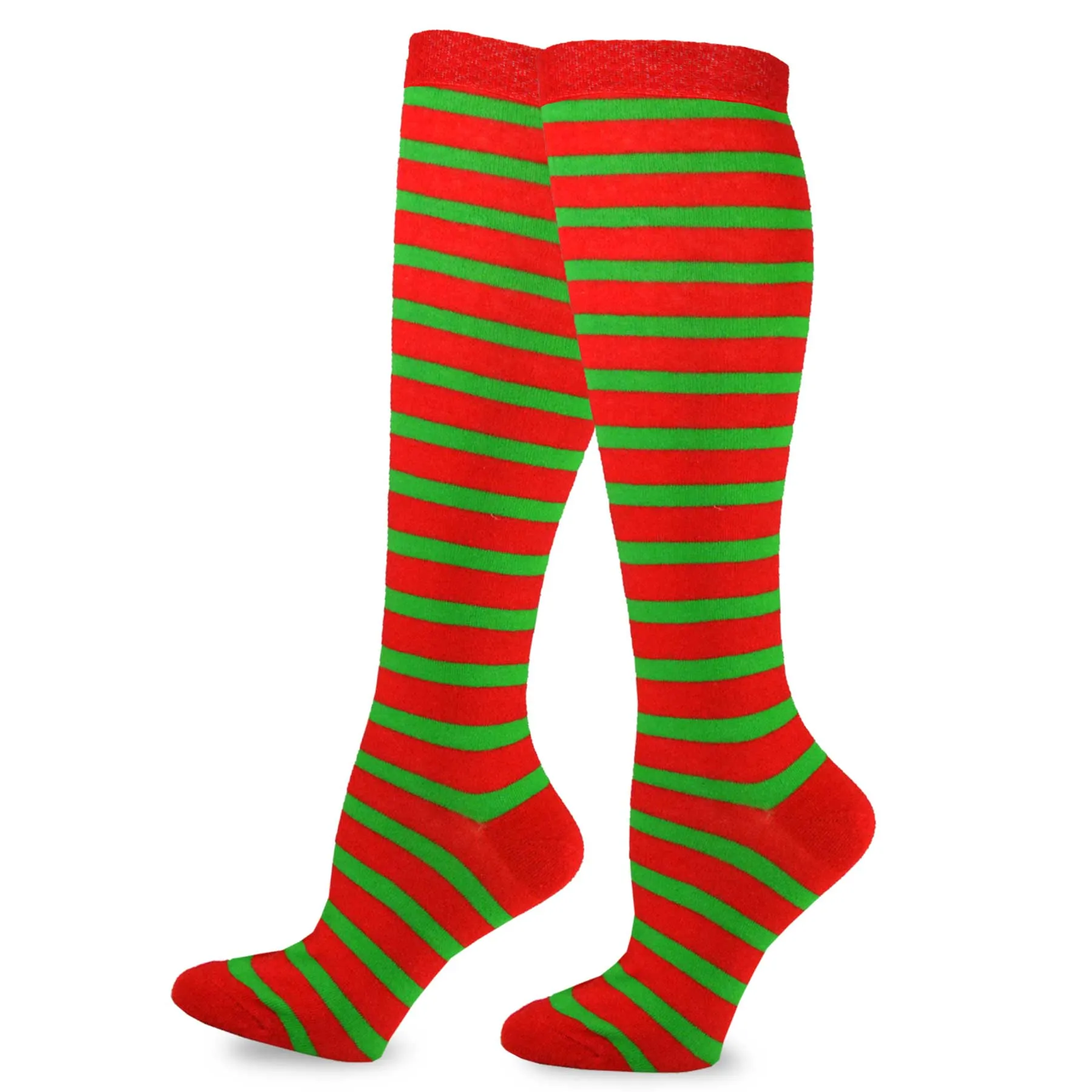 TeeHee Socks Women's Christmas Polyester Knee High Candy Cane 3-Pack (10479)