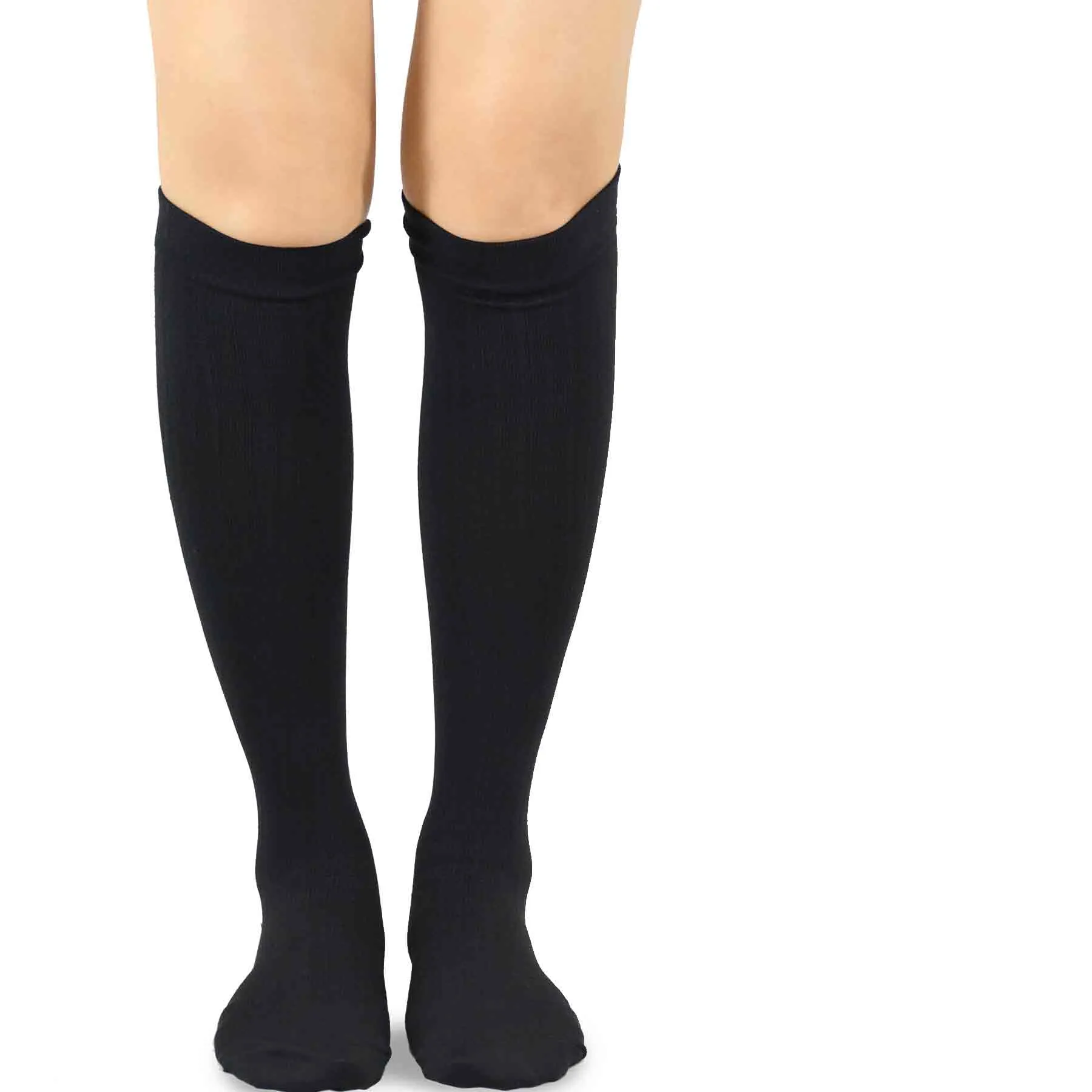 TeeHee Socks Women's Compression Bamboo Knee High Black 3-Pack (50601)