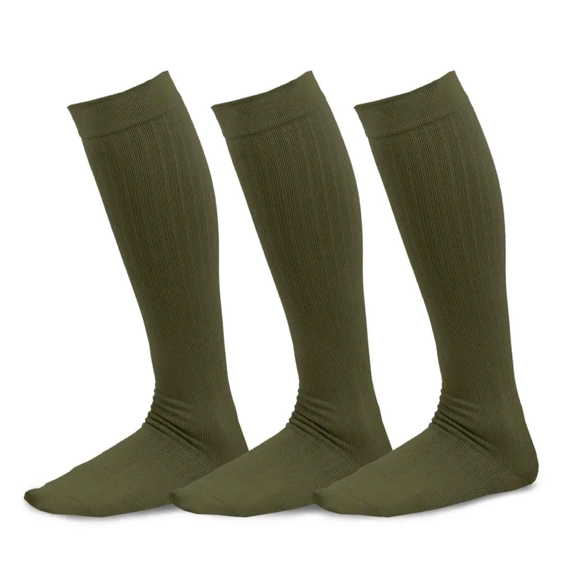 TeeHee Socks Women's Compression Bamboo Knee High Olive 3-Pack (50601)