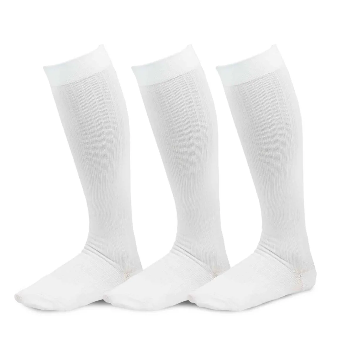 TeeHee Socks Women's Compression Bamboo Knee High White 3-Pack (50601)