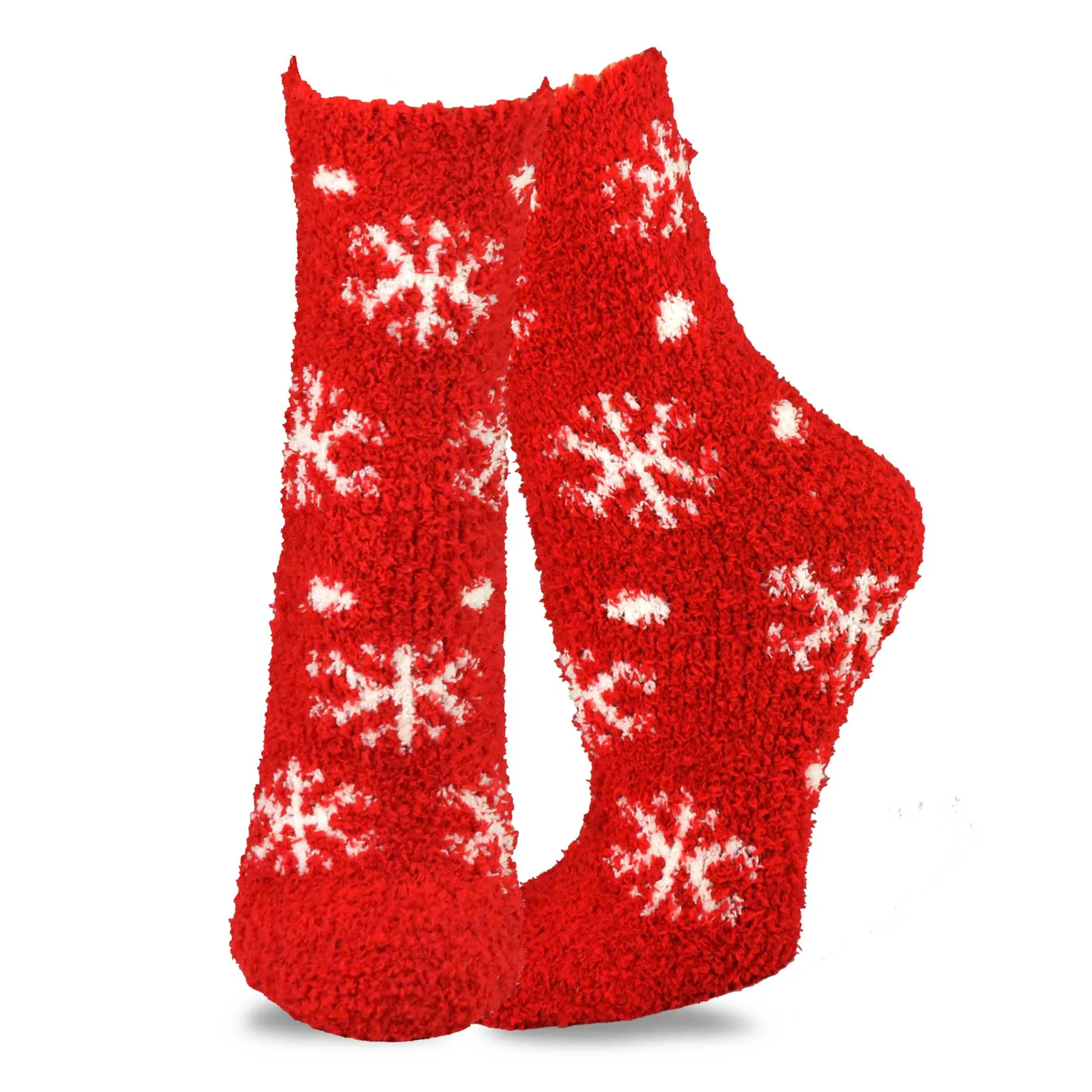 TeeHee Socks Women's Fuzzy Polyester Crew Snowflake 5-Pack (12015)