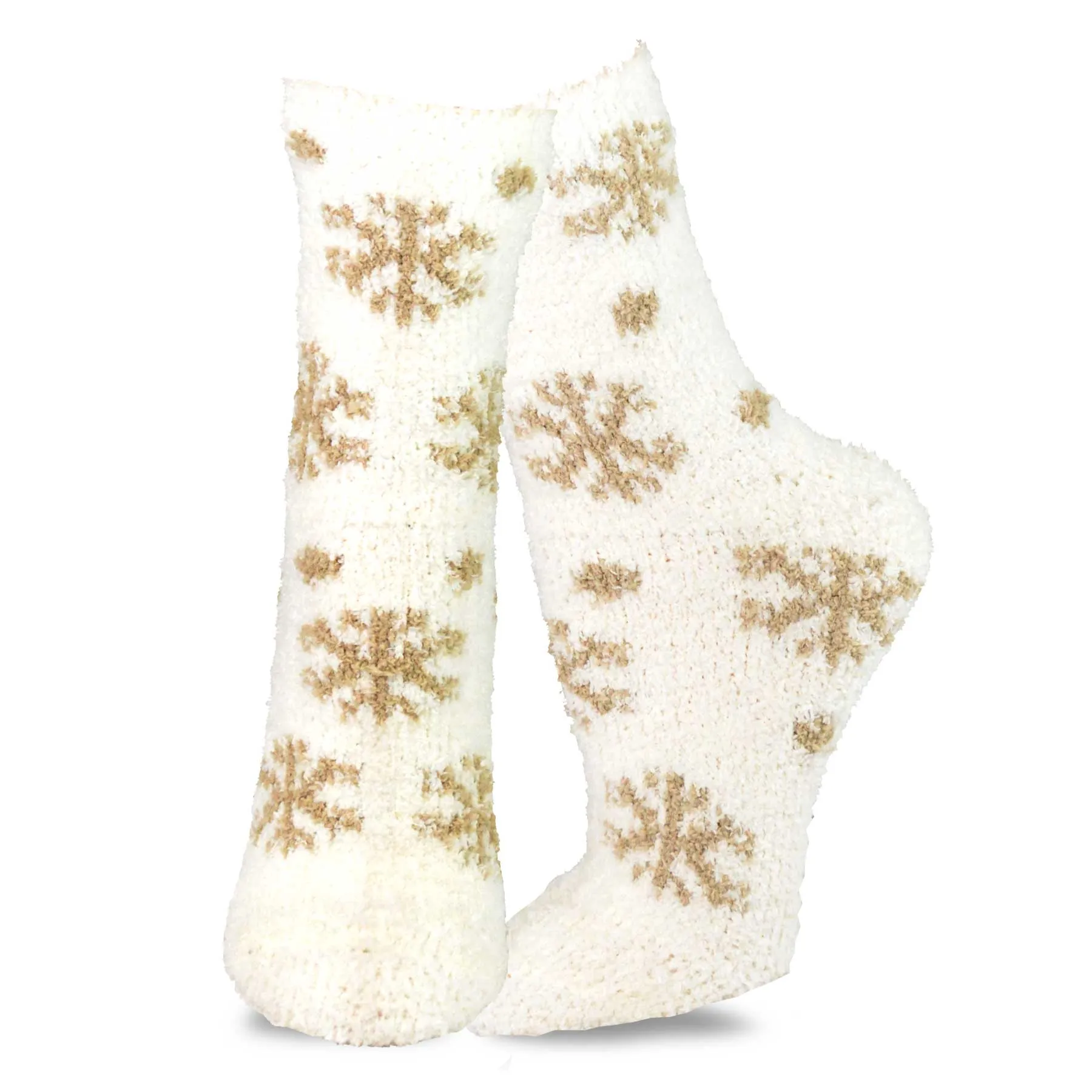 TeeHee Socks Women's Fuzzy Polyester Crew Snowflake 5-Pack (12015)