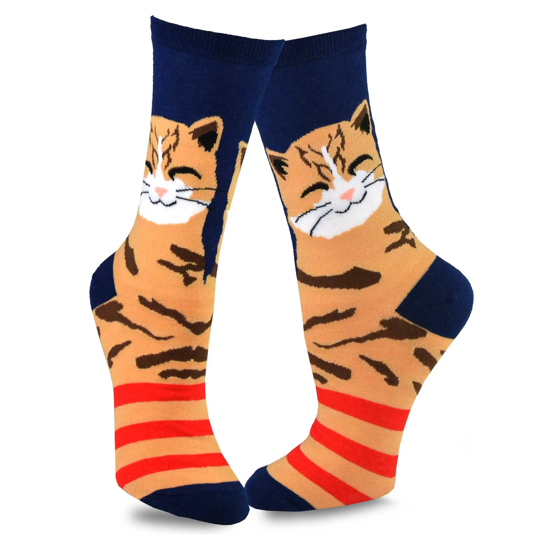 TeeHee Socks Women's Novelty Cotton Crew Cat Face 5-Pack (11991)