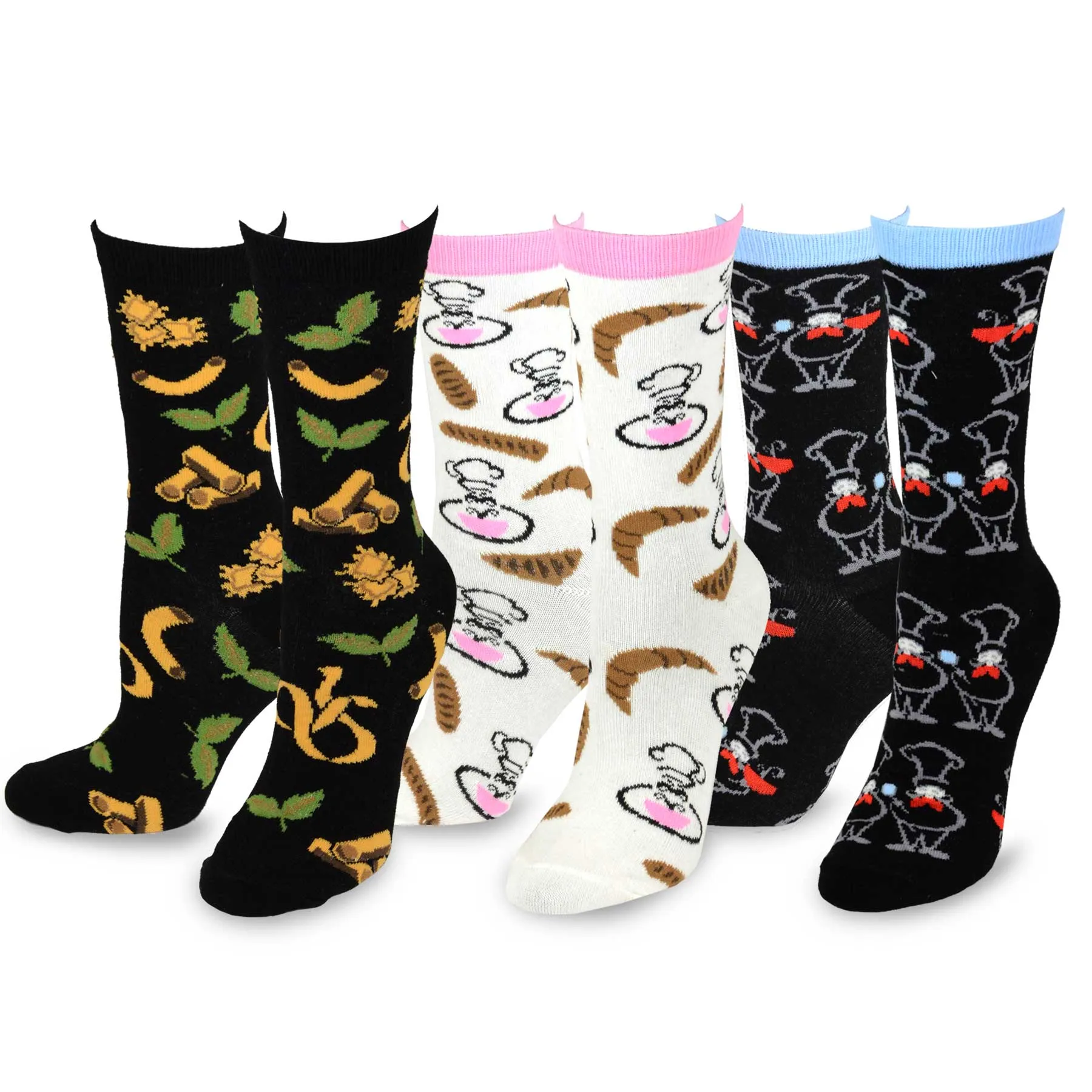 TeeHee Socks Women's Novelty Cotton Crew Chef and Pasta 3-Pack (11747)