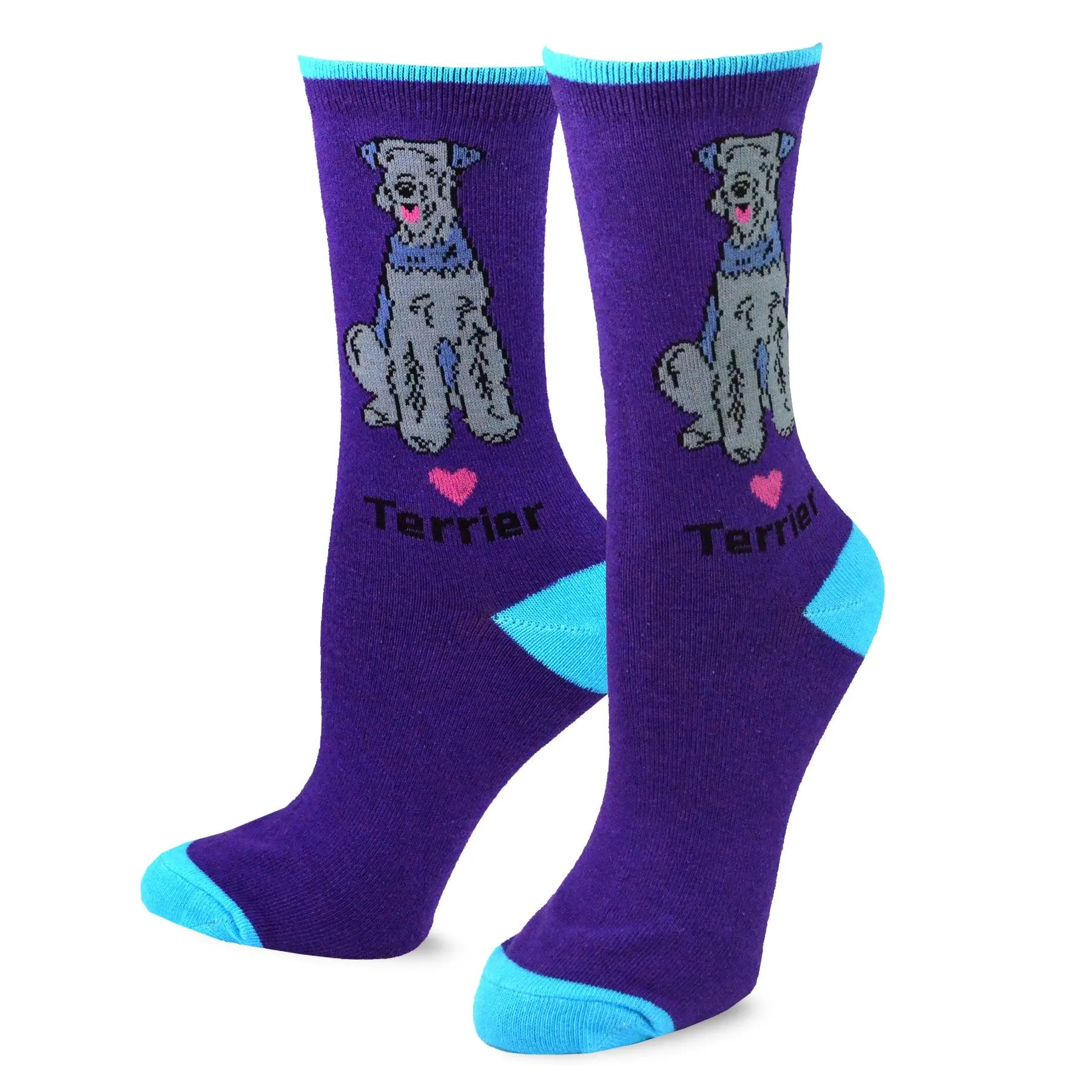 TeeHee Socks Women's Novelty Cotton Crew Dog Stripe 5-Pack (11993)