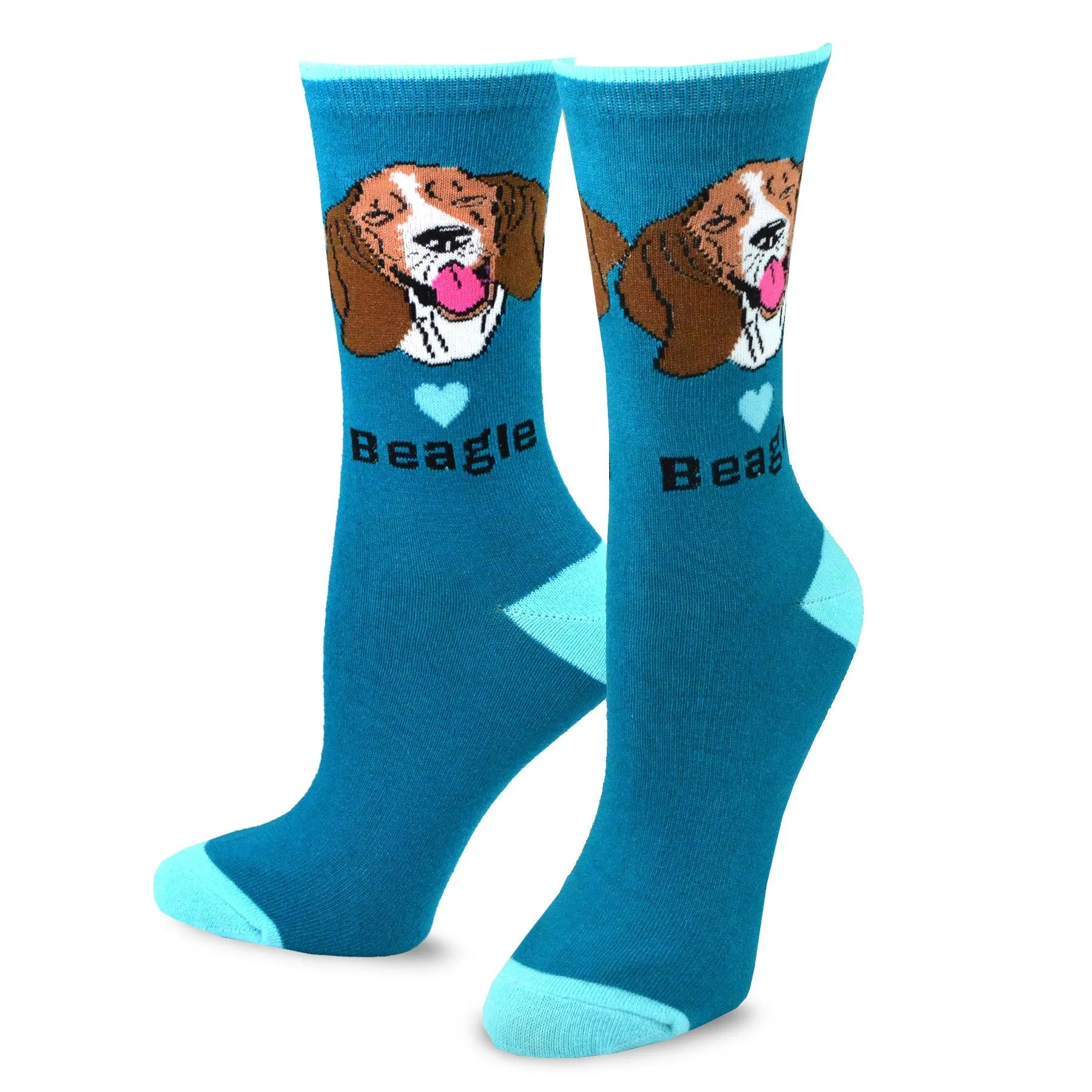 TeeHee Socks Women's Novelty Cotton Crew Dog Stripe 5-Pack (11993)