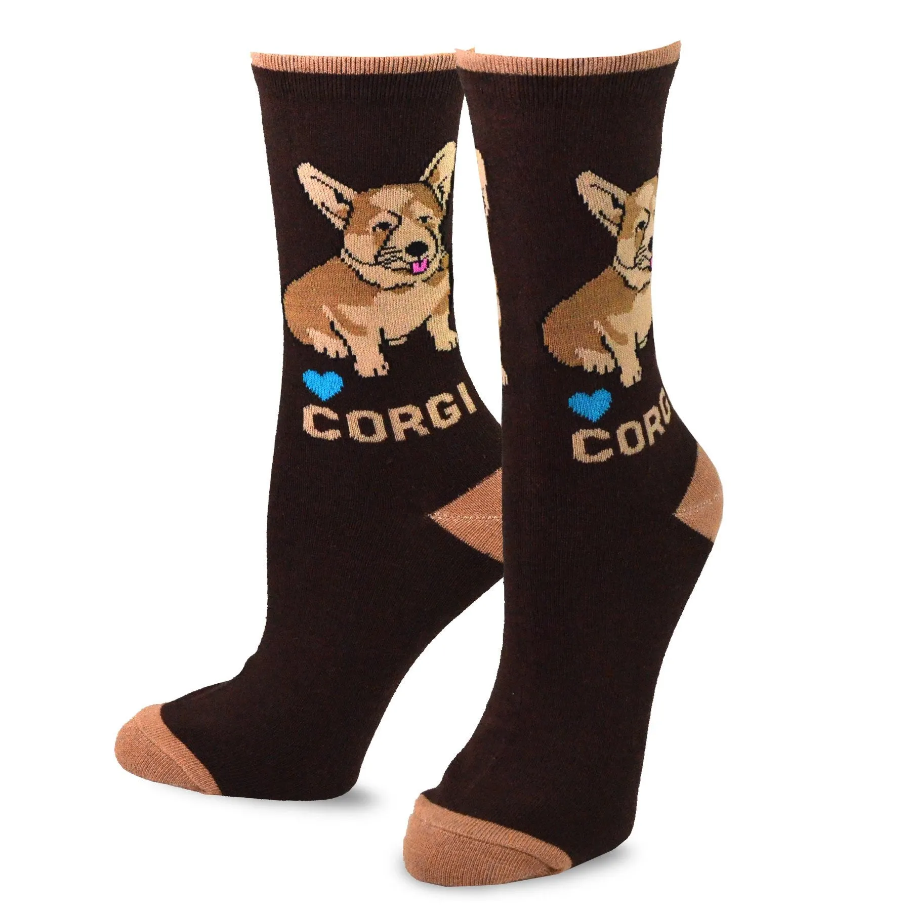 TeeHee Socks Women's Novelty Cotton Crew Dog Stripe 5-Pack (11993)