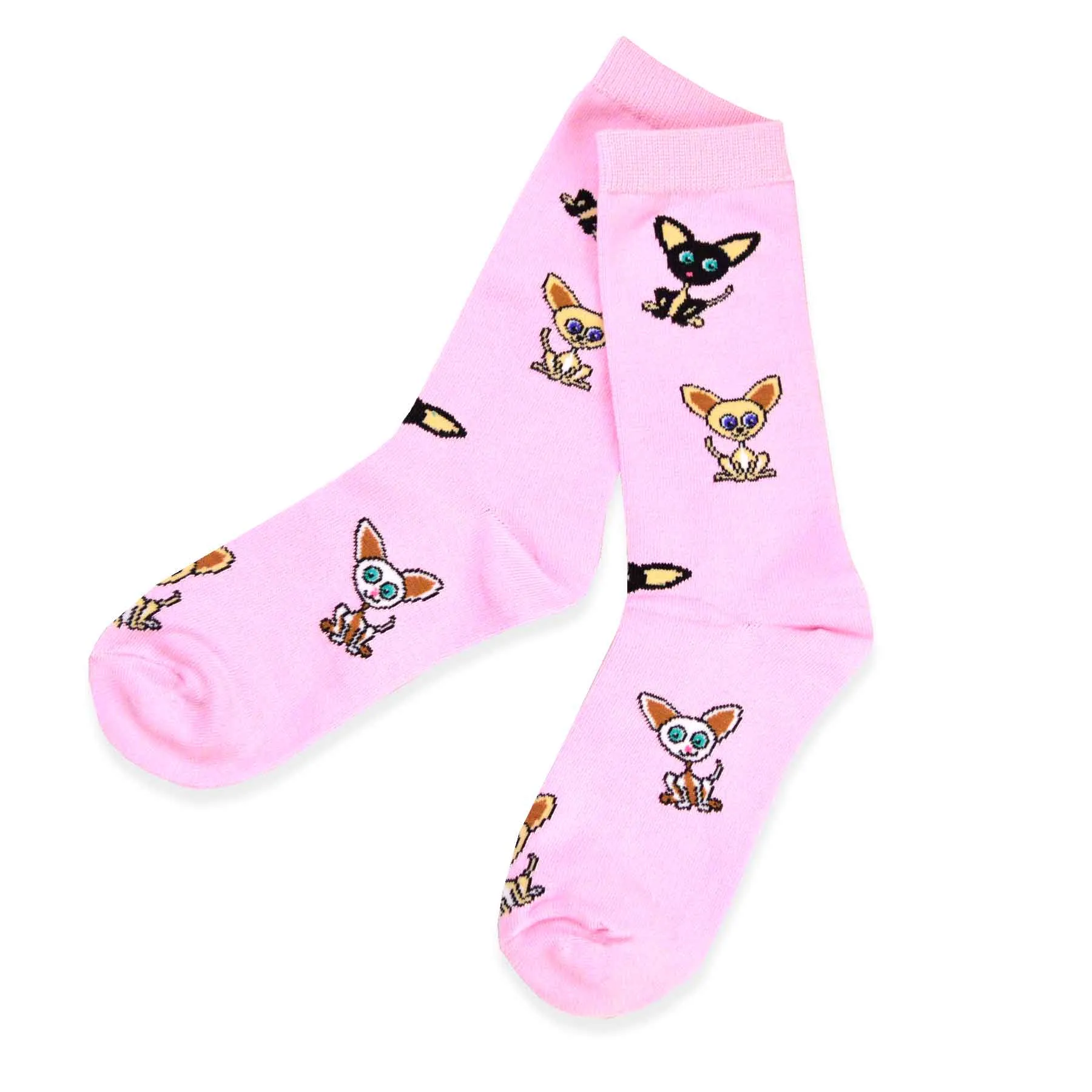 TeeHee Socks Women's Novelty Cotton Crew Tossed Chihuahua 3-Pack (11134)