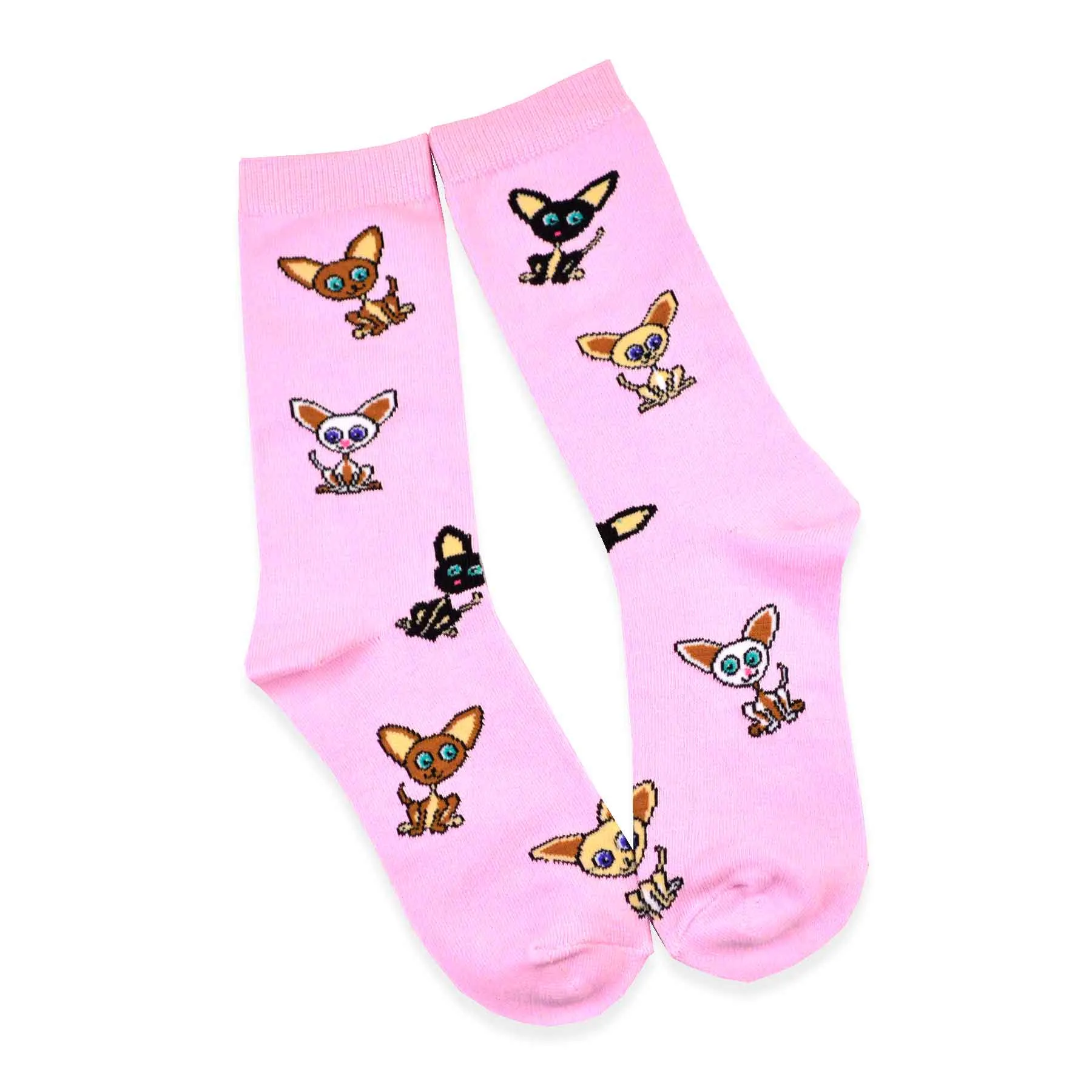 TeeHee Socks Women's Novelty Cotton Crew Tossed Chihuahua 3-Pack (11134)