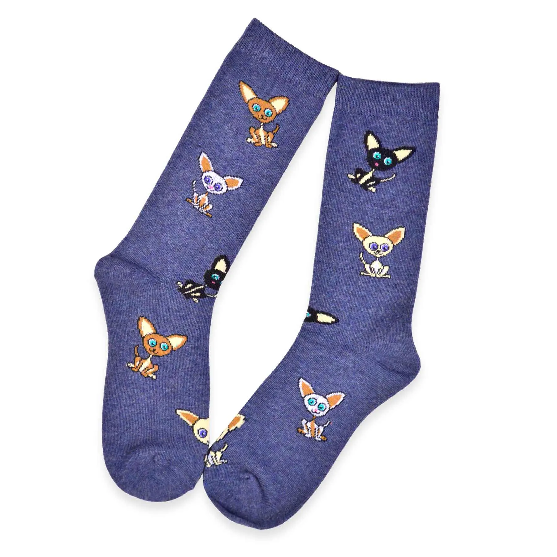 TeeHee Socks Women's Novelty Cotton Crew Tossed Chihuahua 3-Pack (11134)