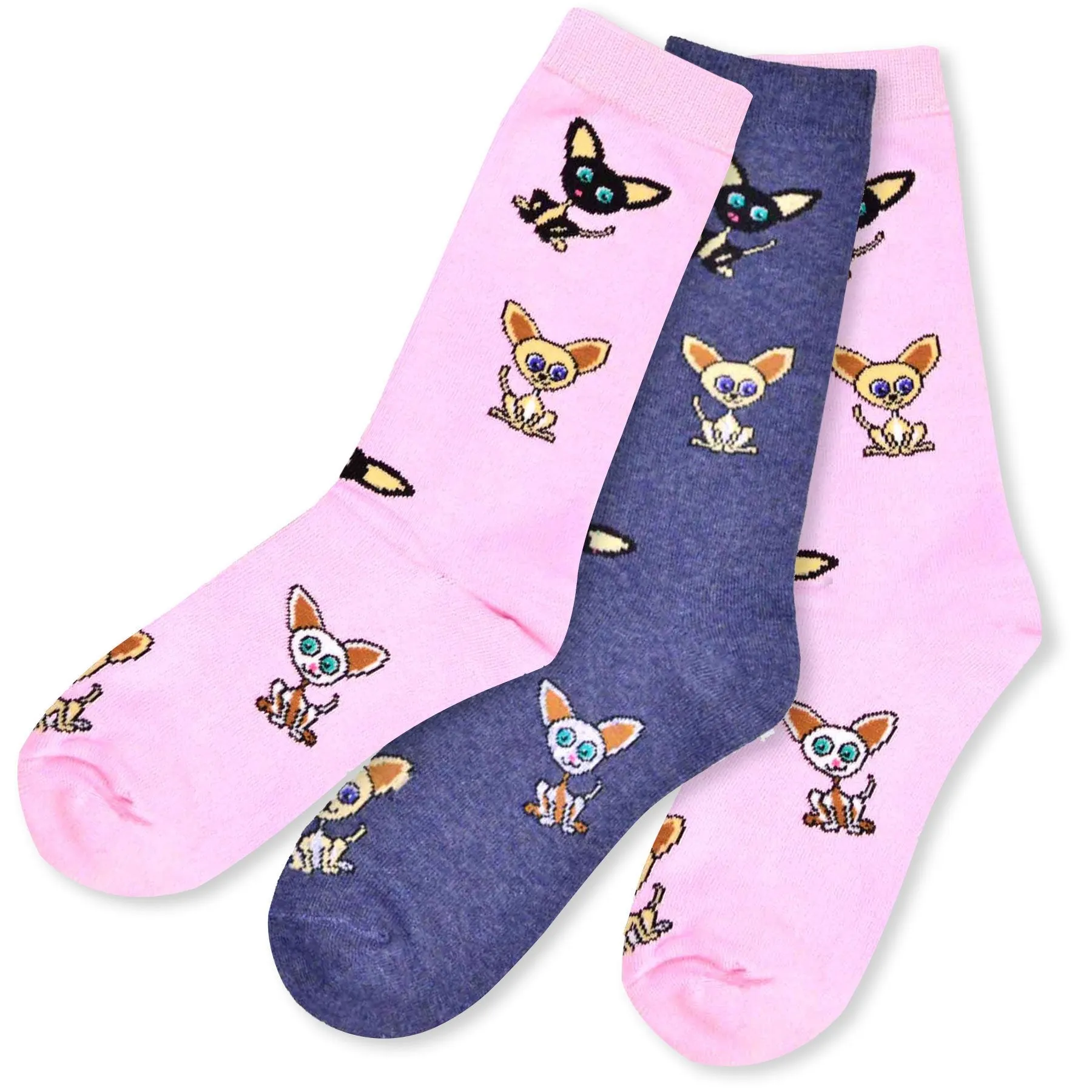 TeeHee Socks Women's Novelty Cotton Crew Tossed Chihuahua 3-Pack (11134)