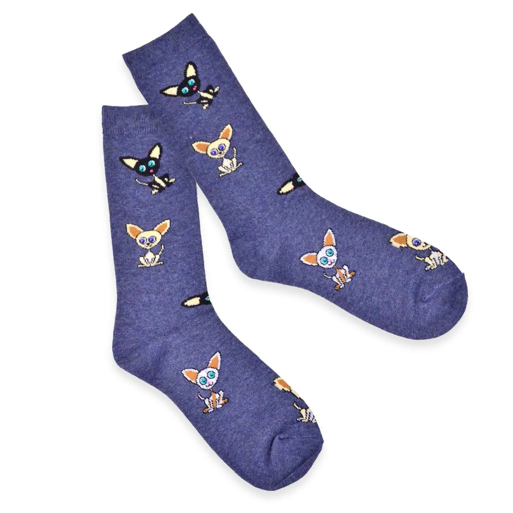 TeeHee Socks Women's Novelty Cotton Crew Tossed Chihuahua 3-Pack (11134)