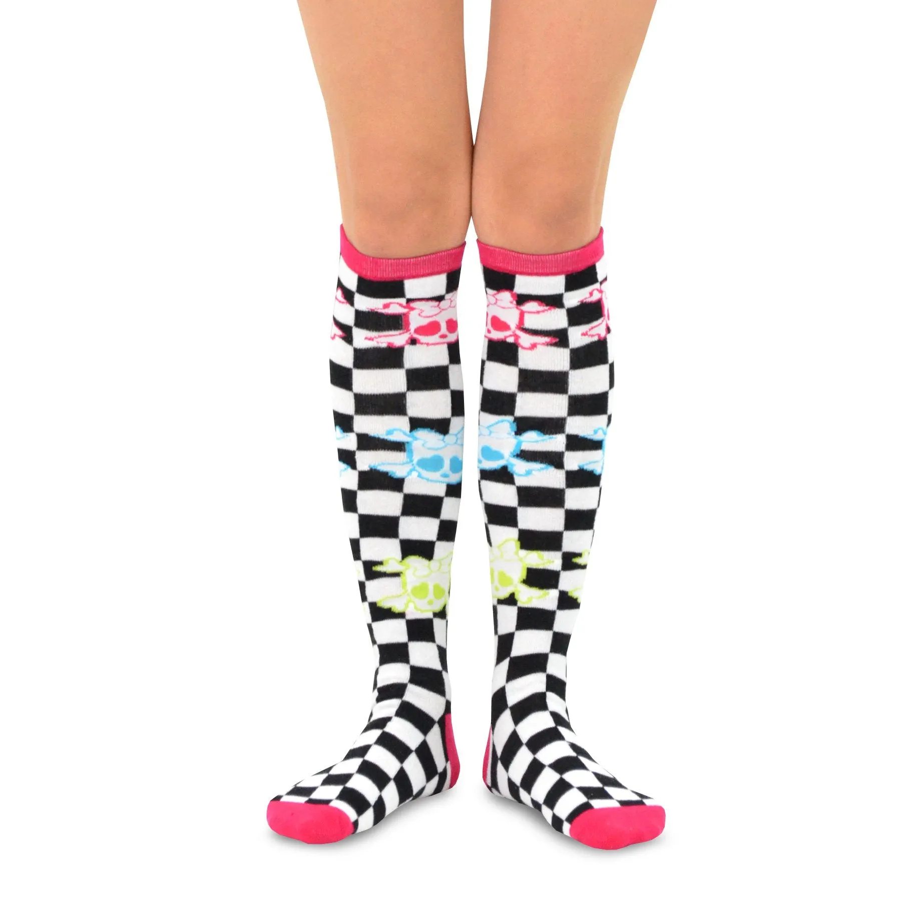 TeeHee Socks Women's Novelty Cotton Knee High Finger Expression and Skull 6-Pack (10798)