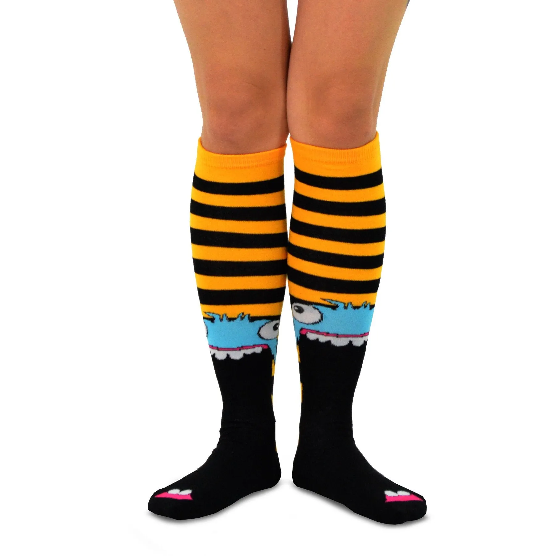 TeeHee Socks Women's Novelty Cotton Knee High Monster and Bad Attitude 6-Pack (10806)