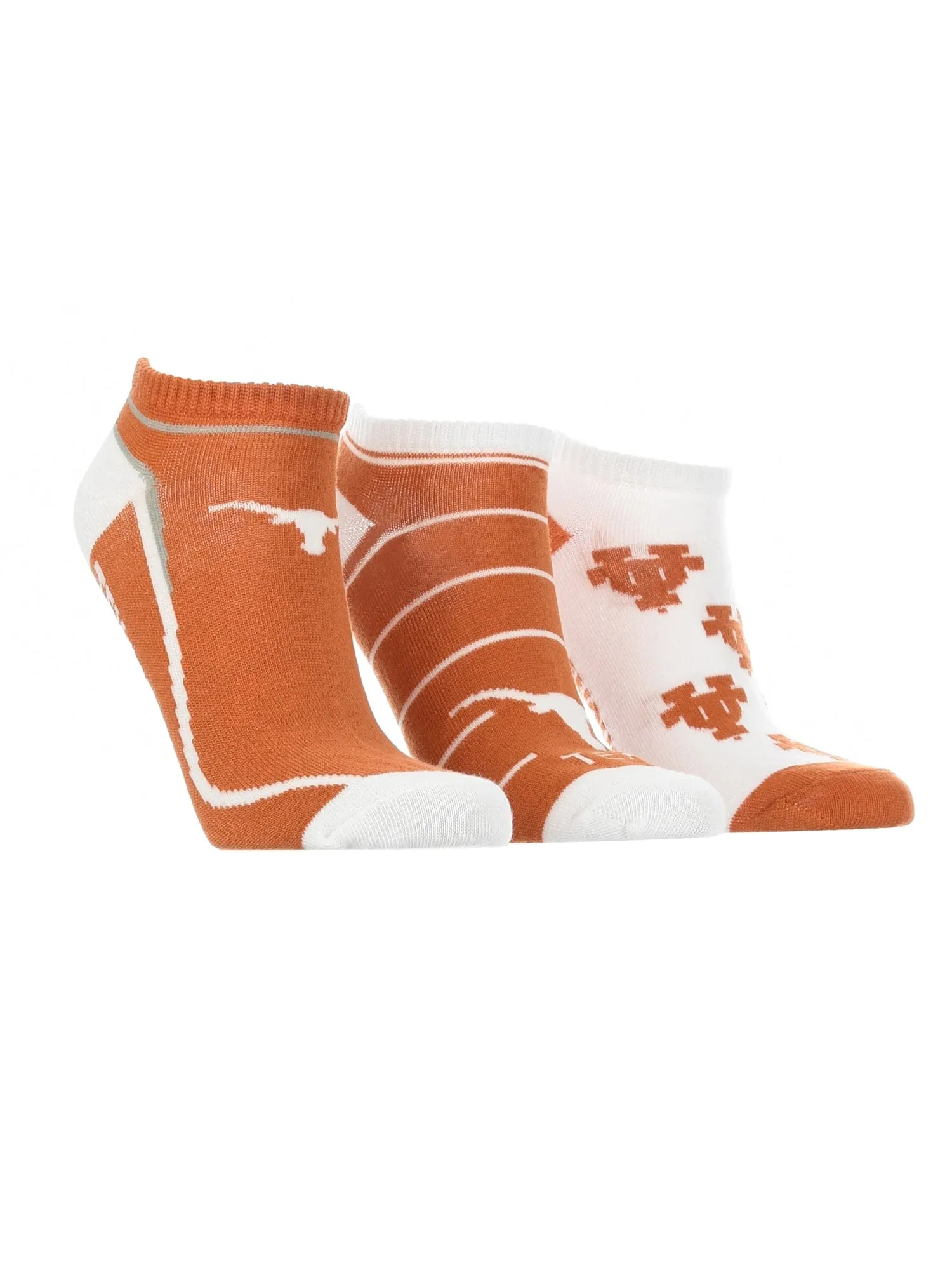 Texas Longhorns No Show Socks Full Field 3 Pack