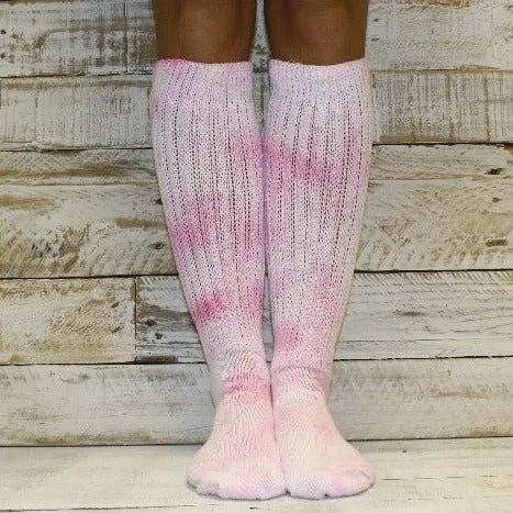 ULTIMATE  cotton  slouch socks women  - Tie dyed pastel   pink