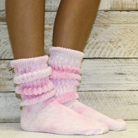 ULTIMATE  cotton  slouch socks women  - Tie dyed pastel   pink