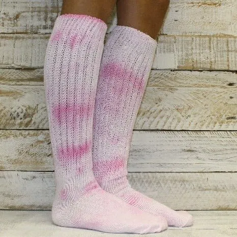 ULTIMATE  cotton  slouch socks women  - Tie dyed pastel   pink