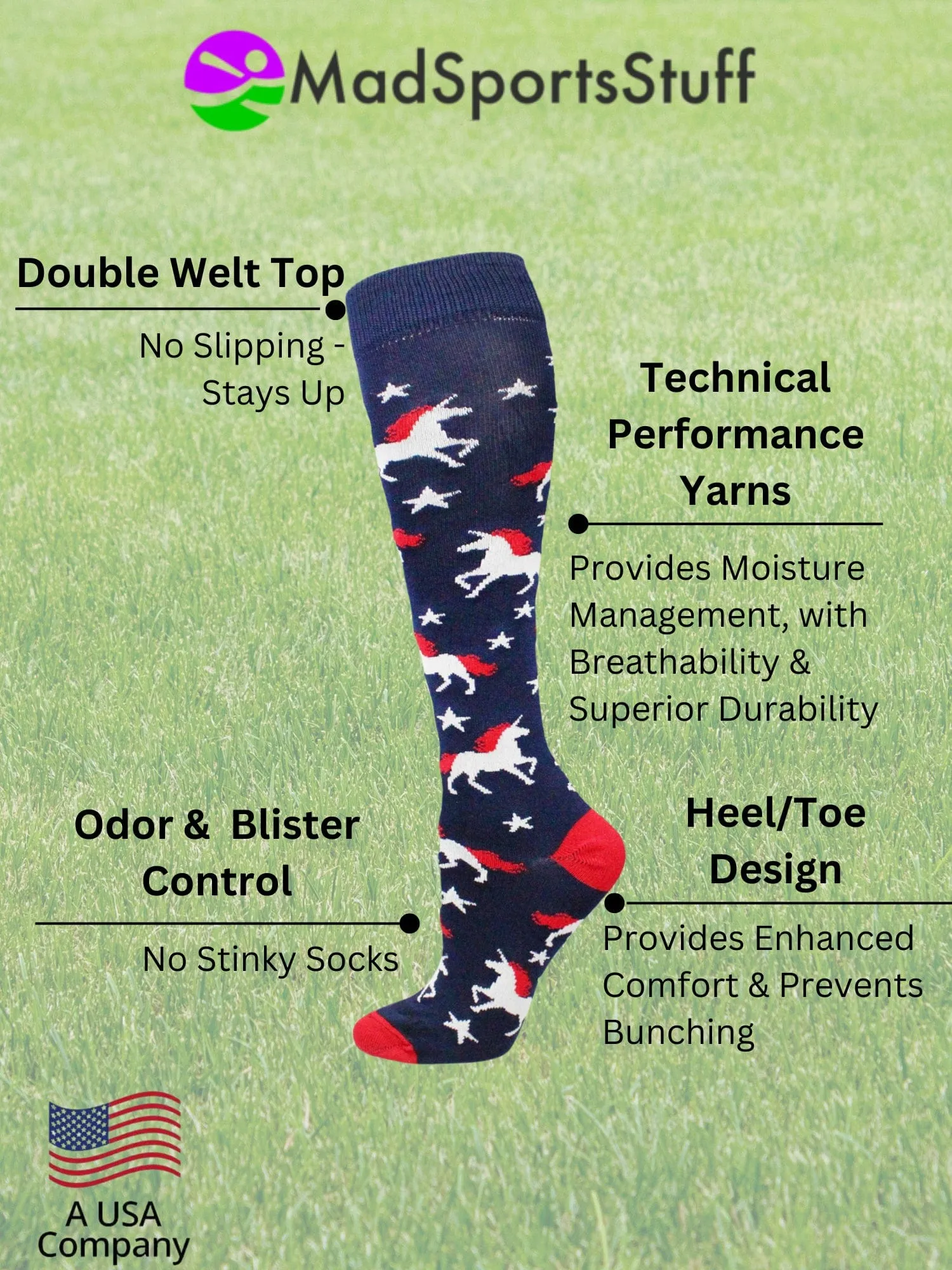 USA Unicorn Athletic Over the Calf Socks