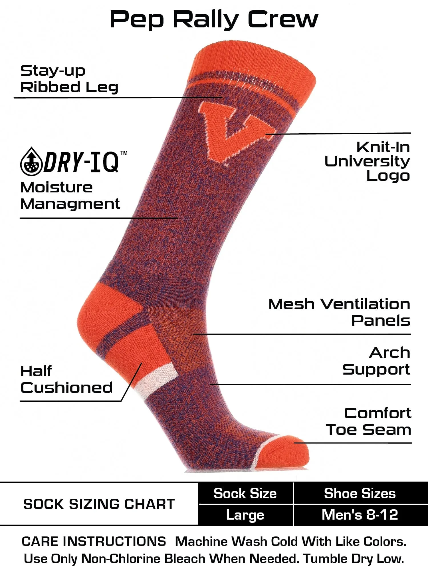 Virginia Cavaliers Socks Victory Parade Crew Length